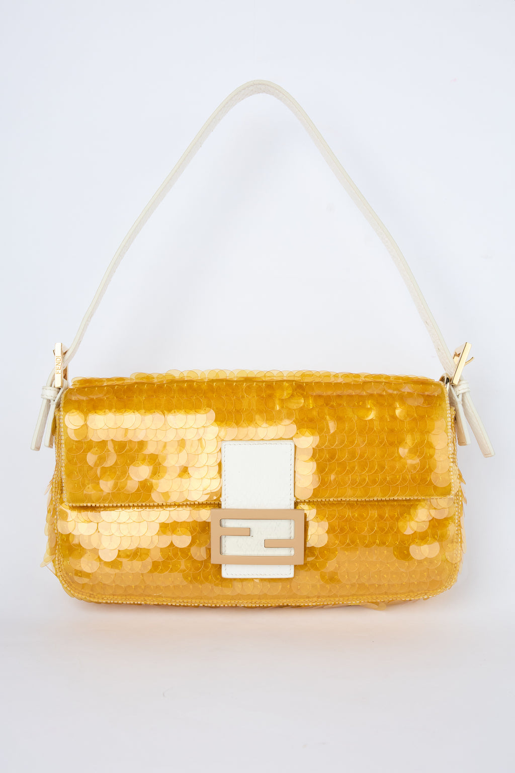 FENDI YELLOW SEQUIN & PYTHON BAGUETTE