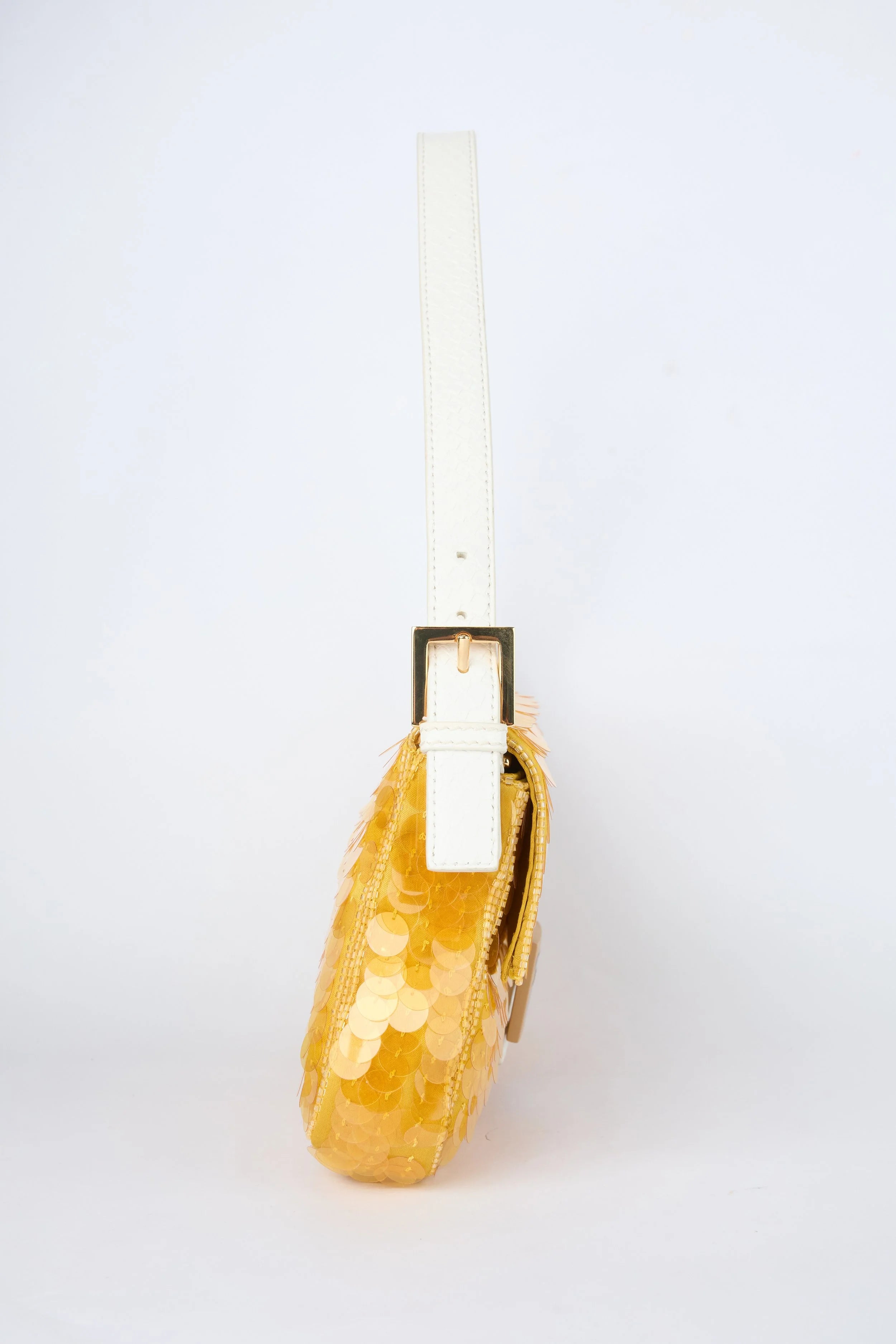 FENDI YELLOW SEQUIN & PYTHON BAGUETTE