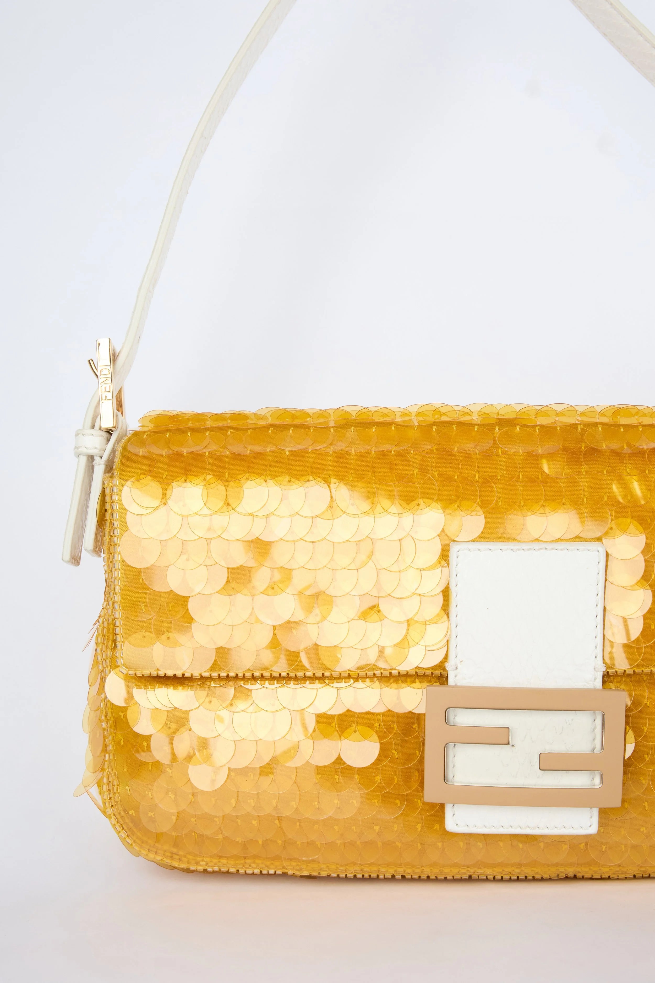 FENDI YELLOW SEQUIN & PYTHON BAGUETTE