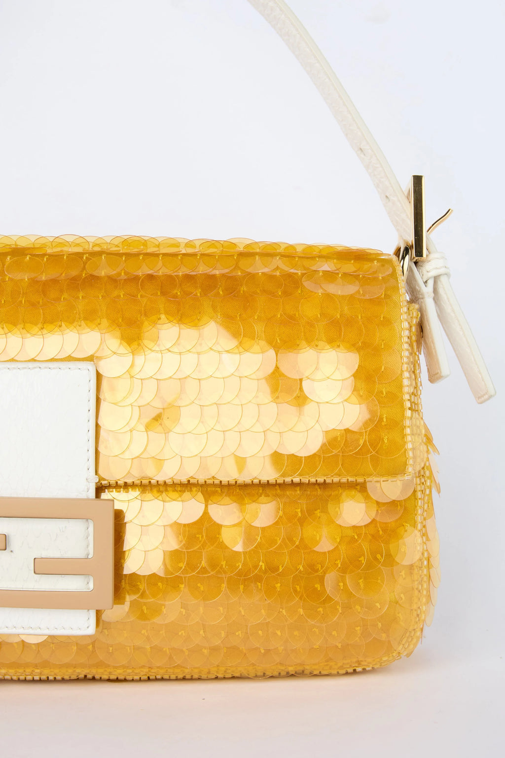 FENDI YELLOW SEQUIN & PYTHON BAGUETTE