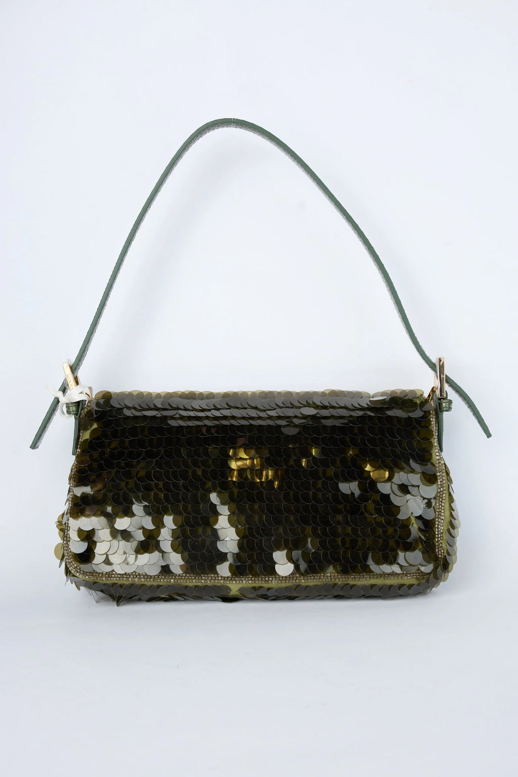 FENDI OLIVE GREEN SEQUIN BAGUETTE