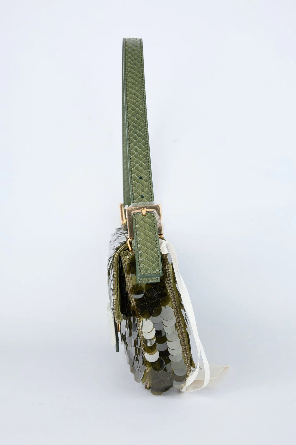 FENDI OLIVE GREEN SEQUIN BAGUETTE
