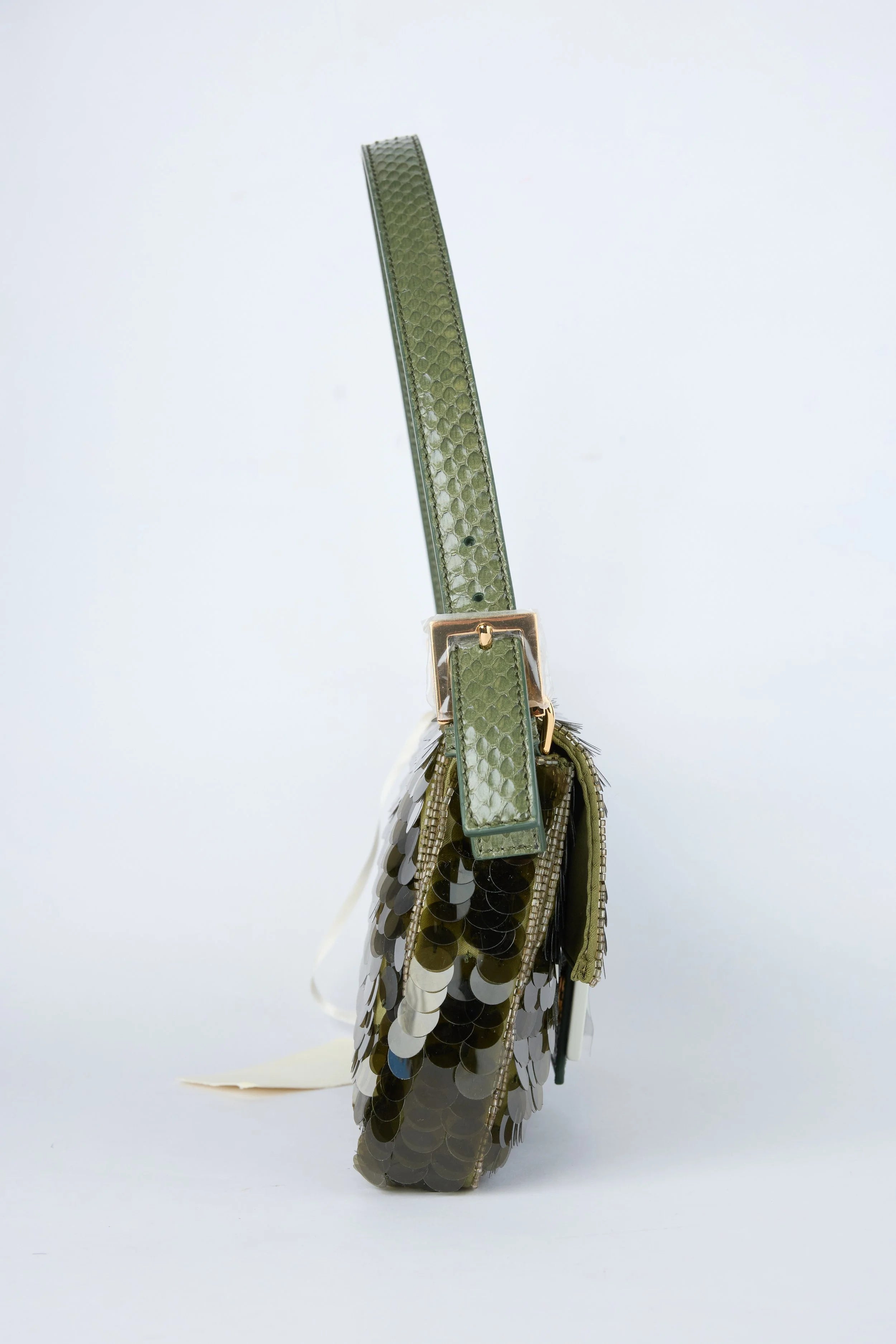 FENDI OLIVE GREEN SEQUIN BAGUETTE