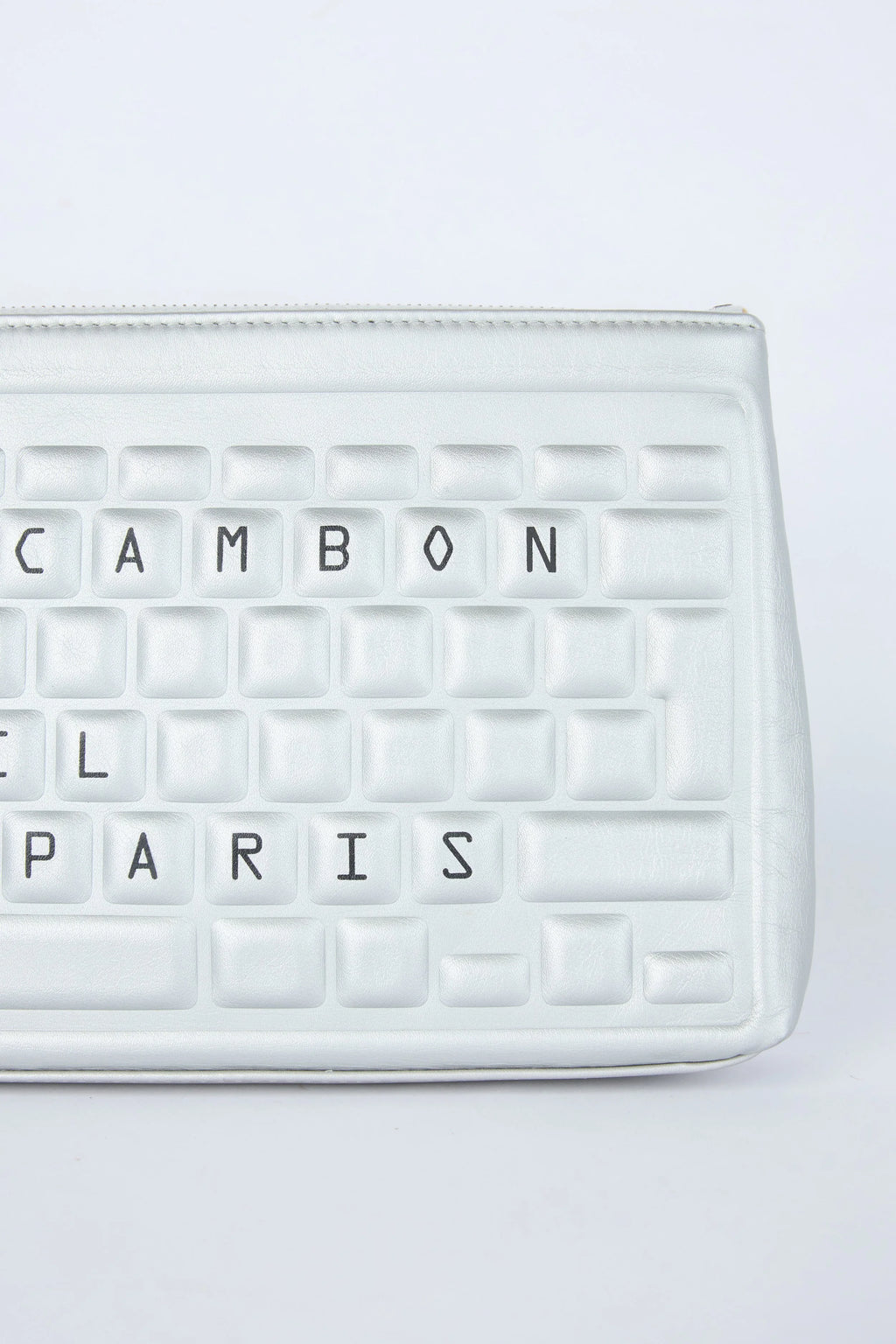 CHANEL METALLIC SILVER KEYBOARD CLUTCH