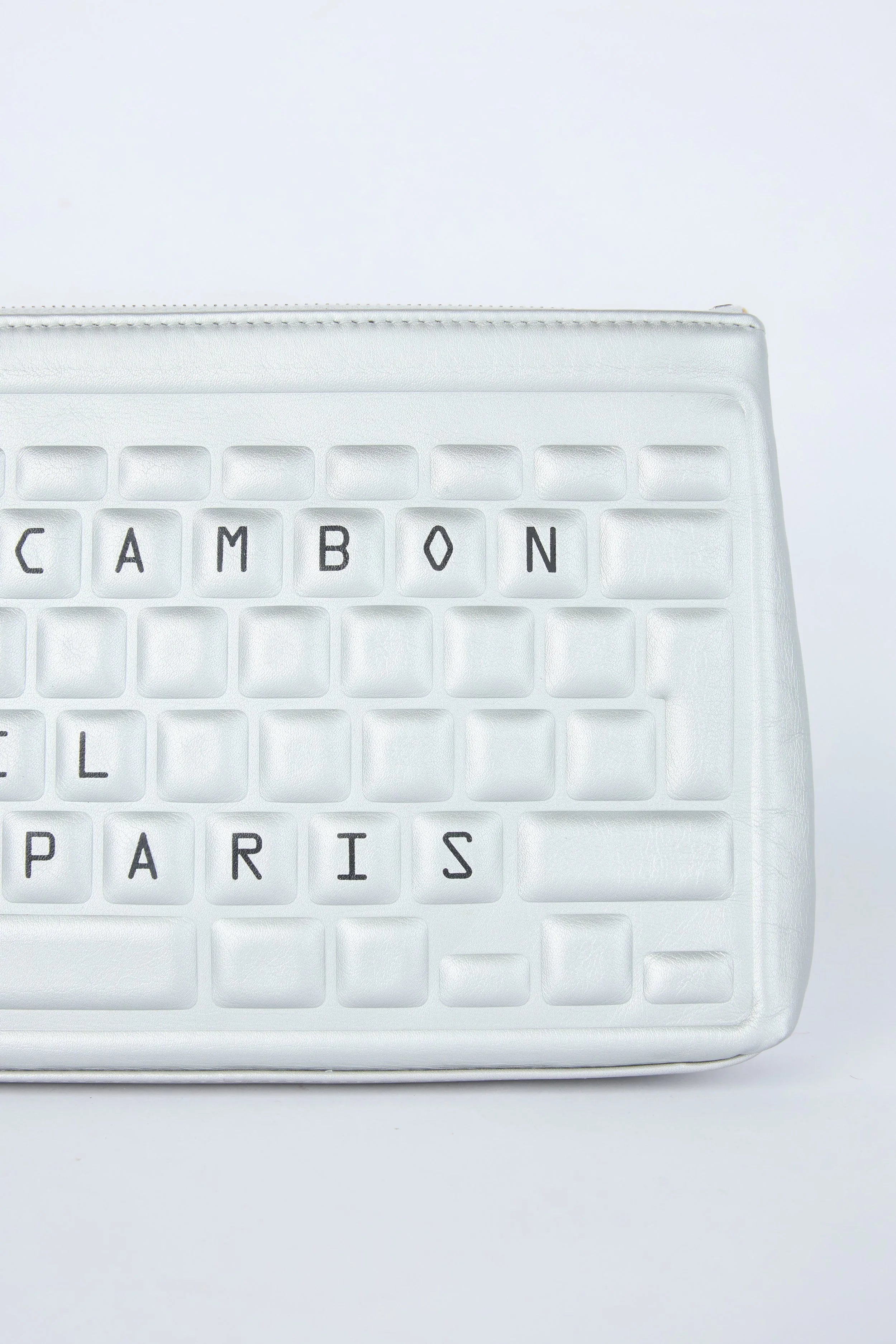 CHANEL METALLIC SILVER KEYBOARD CLUTCH