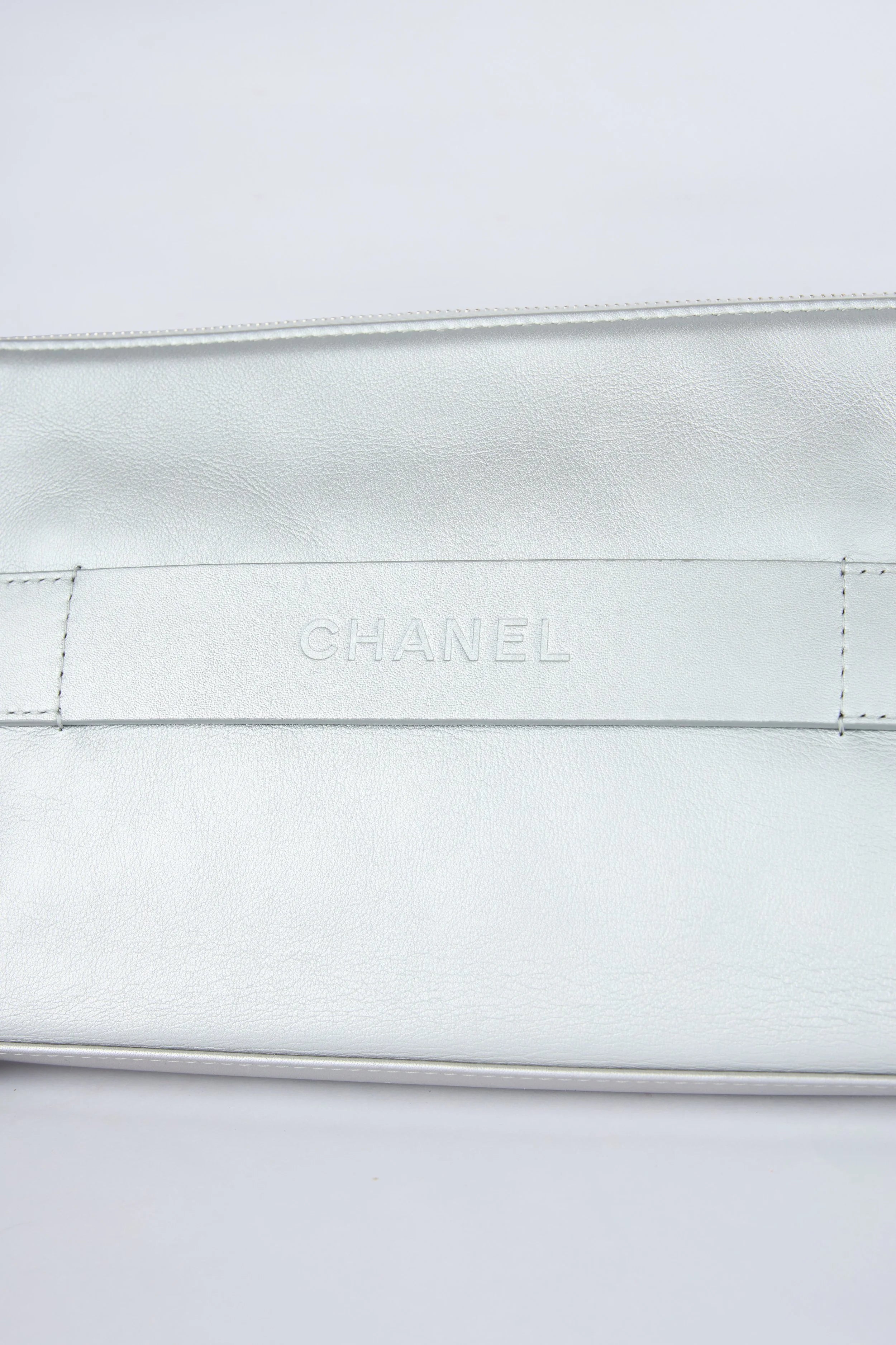 CHANEL METALLIC SILVER KEYBOARD CLUTCH