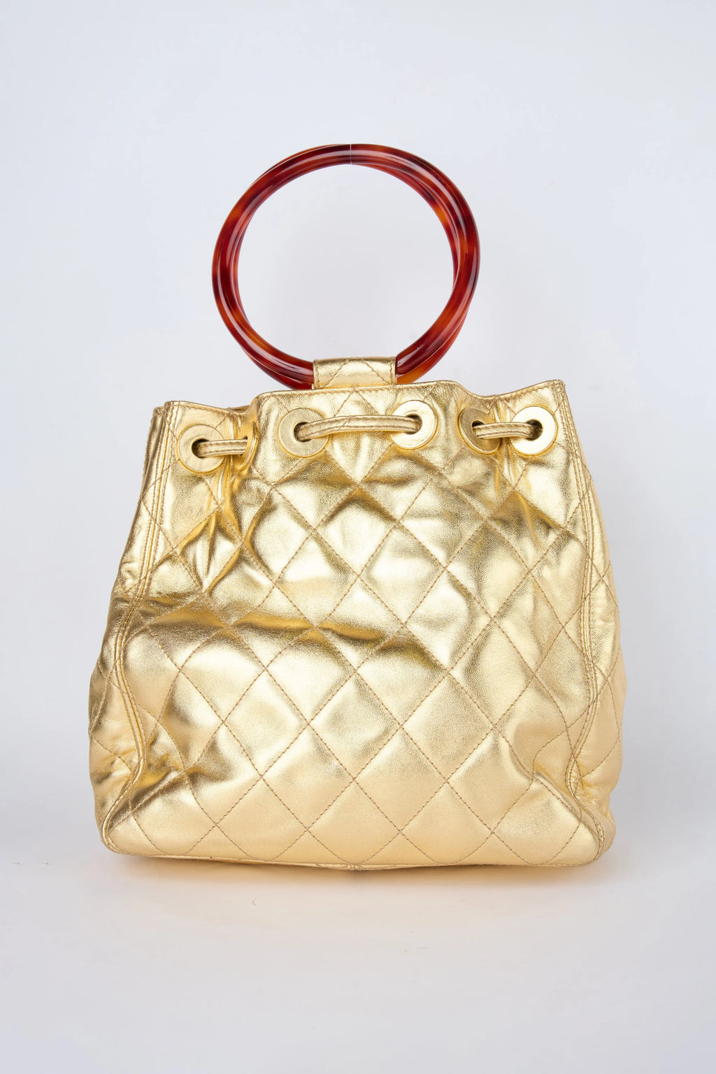 CHANEL CHAMPAGNE GOLD HOBO BUCKET