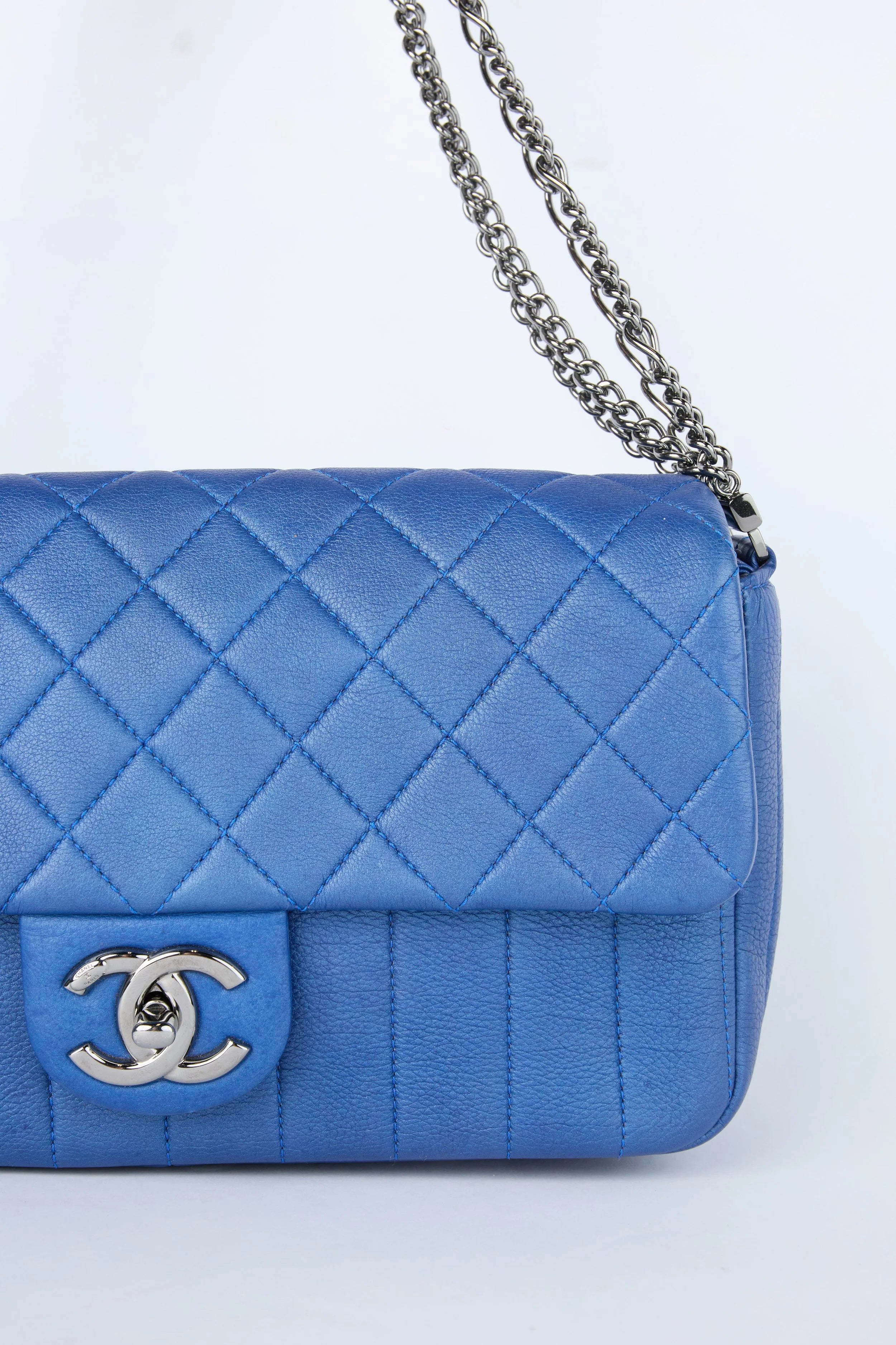 CHANEL BLUE MULTI CHAIN FLAP