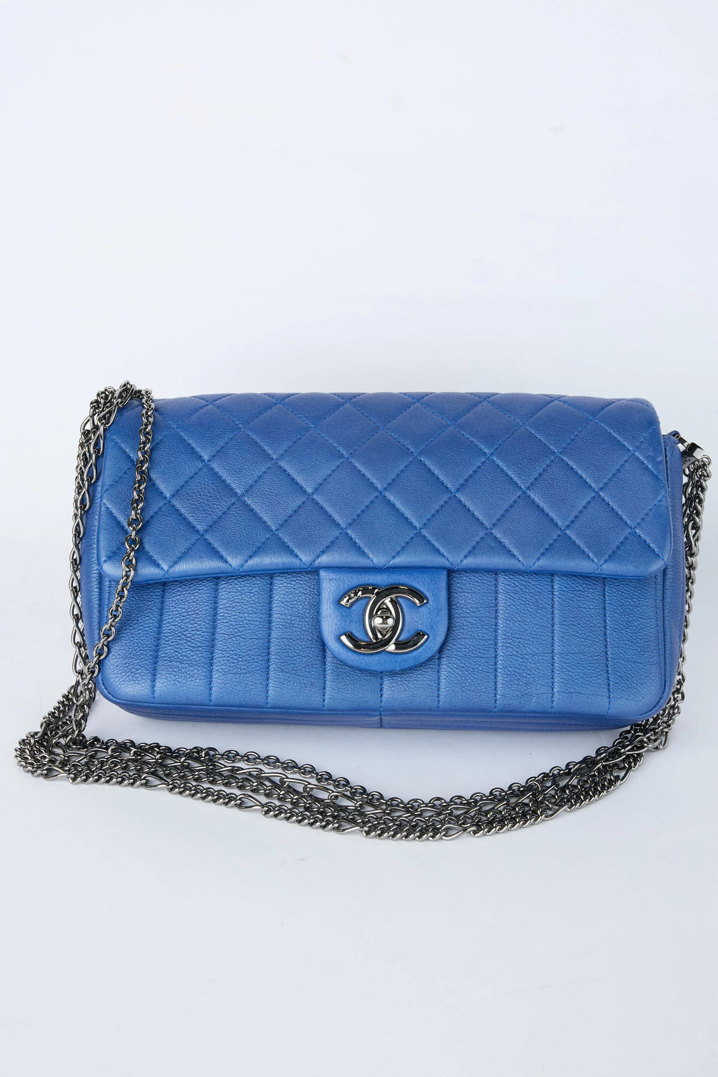CHANEL BLUE MULTI CHAIN FLAP