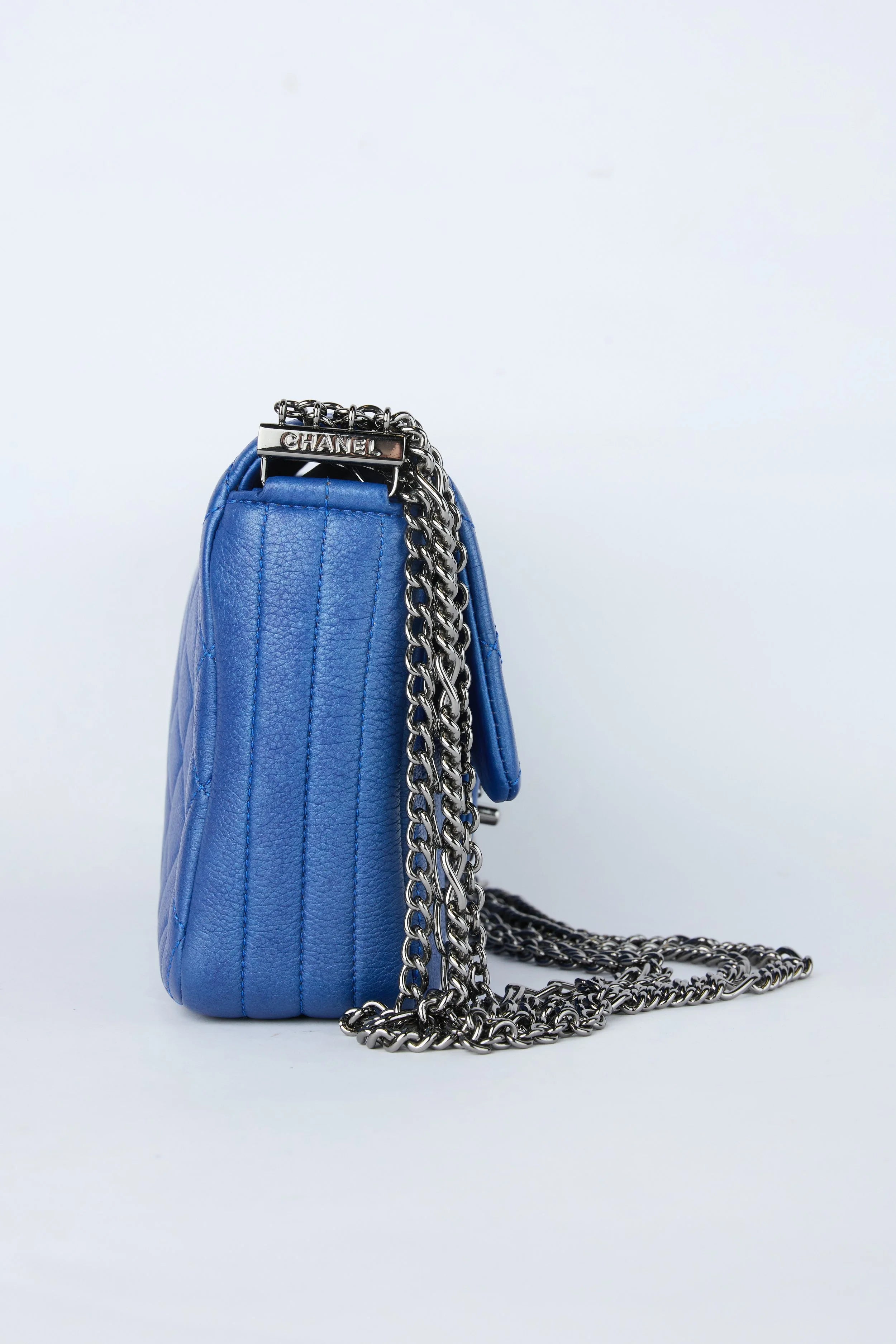 CHANEL BLUE MULTI CHAIN FLAP