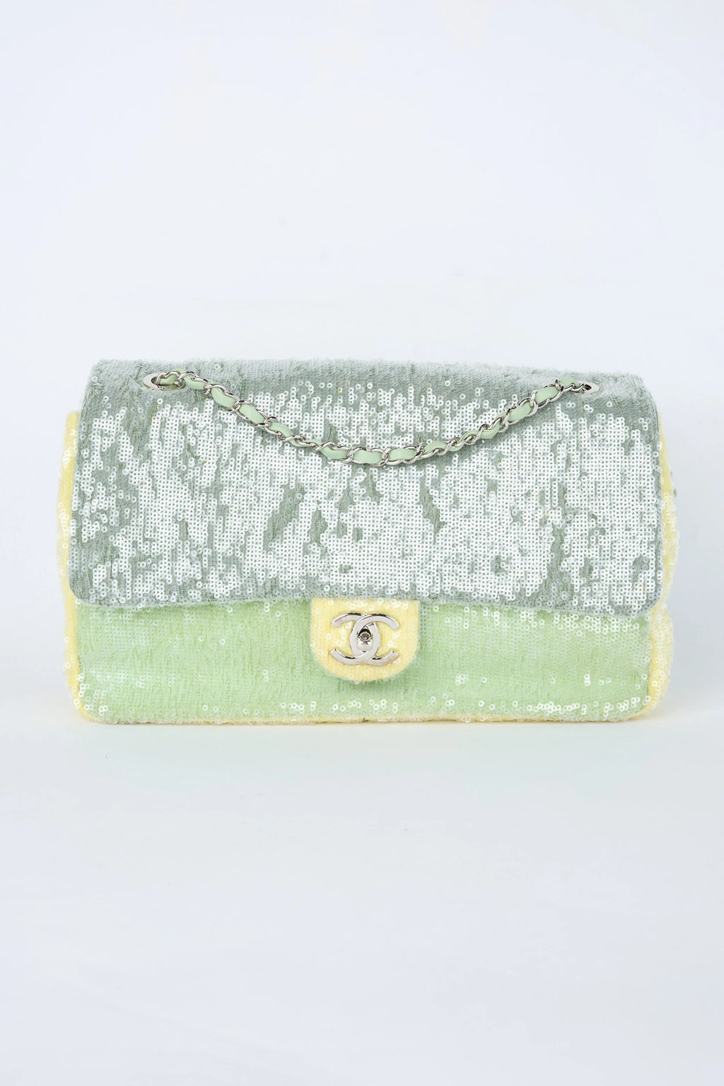 CHANEL GREEN WATERFALL SEQUIN JUMBO FLAP