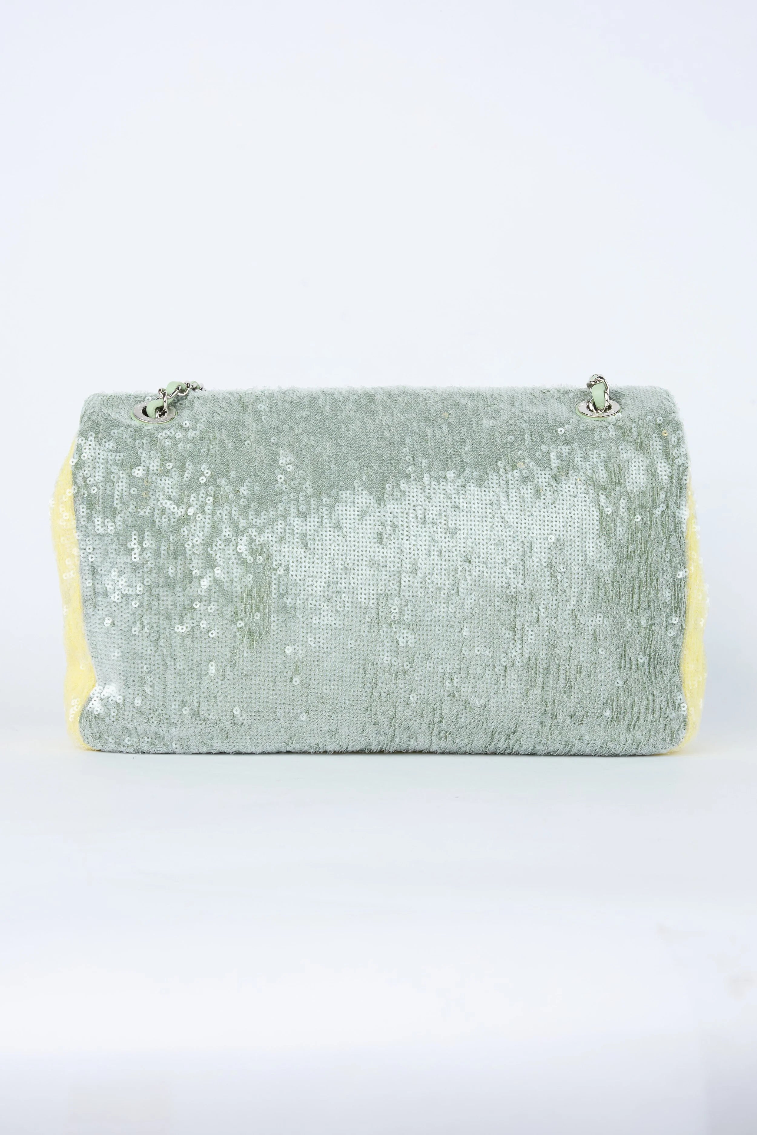 CHANEL GREEN WATERFALL SEQUIN JUMBO FLAP