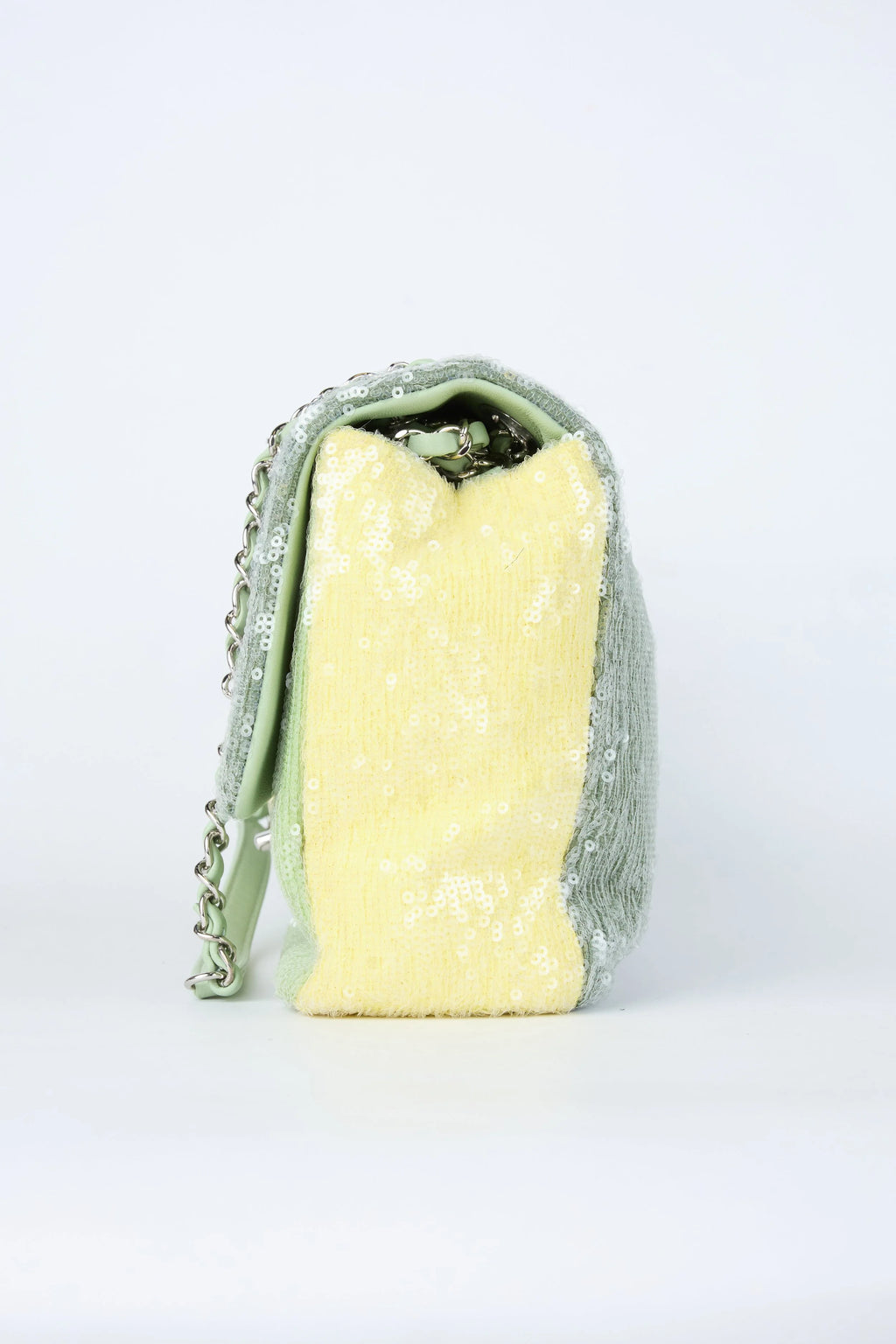 CHANEL GREEN WATERFALL SEQUIN JUMBO FLAP