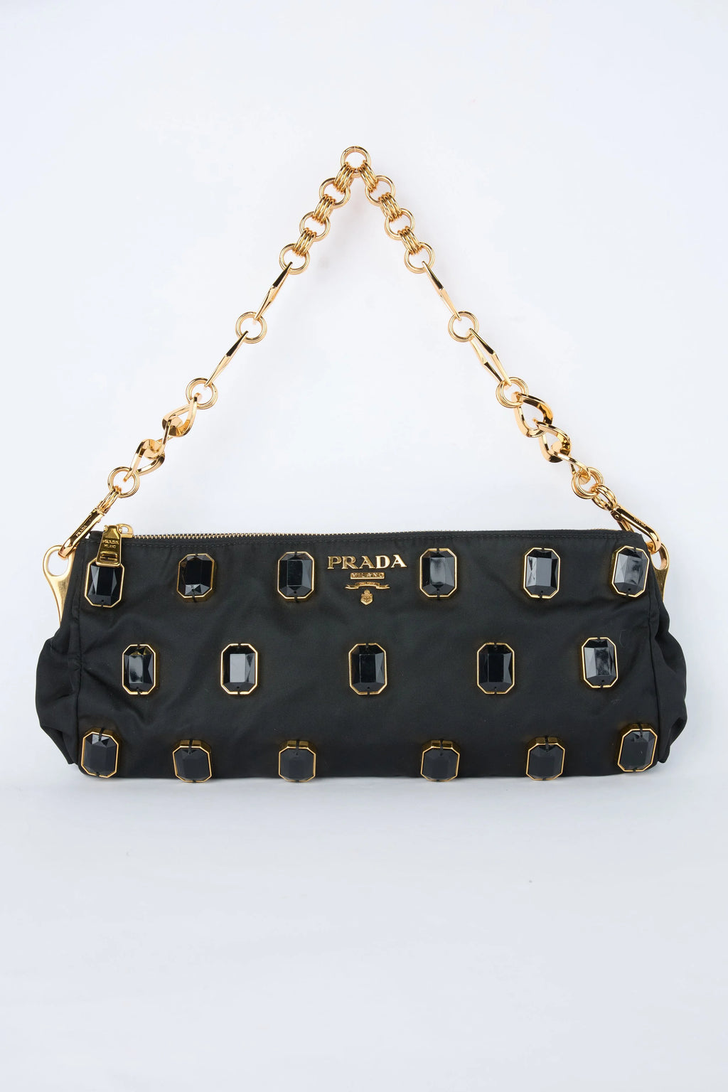 PRADA TESSUTO NYLON PIETRE JEWELED SHOULDER BAG