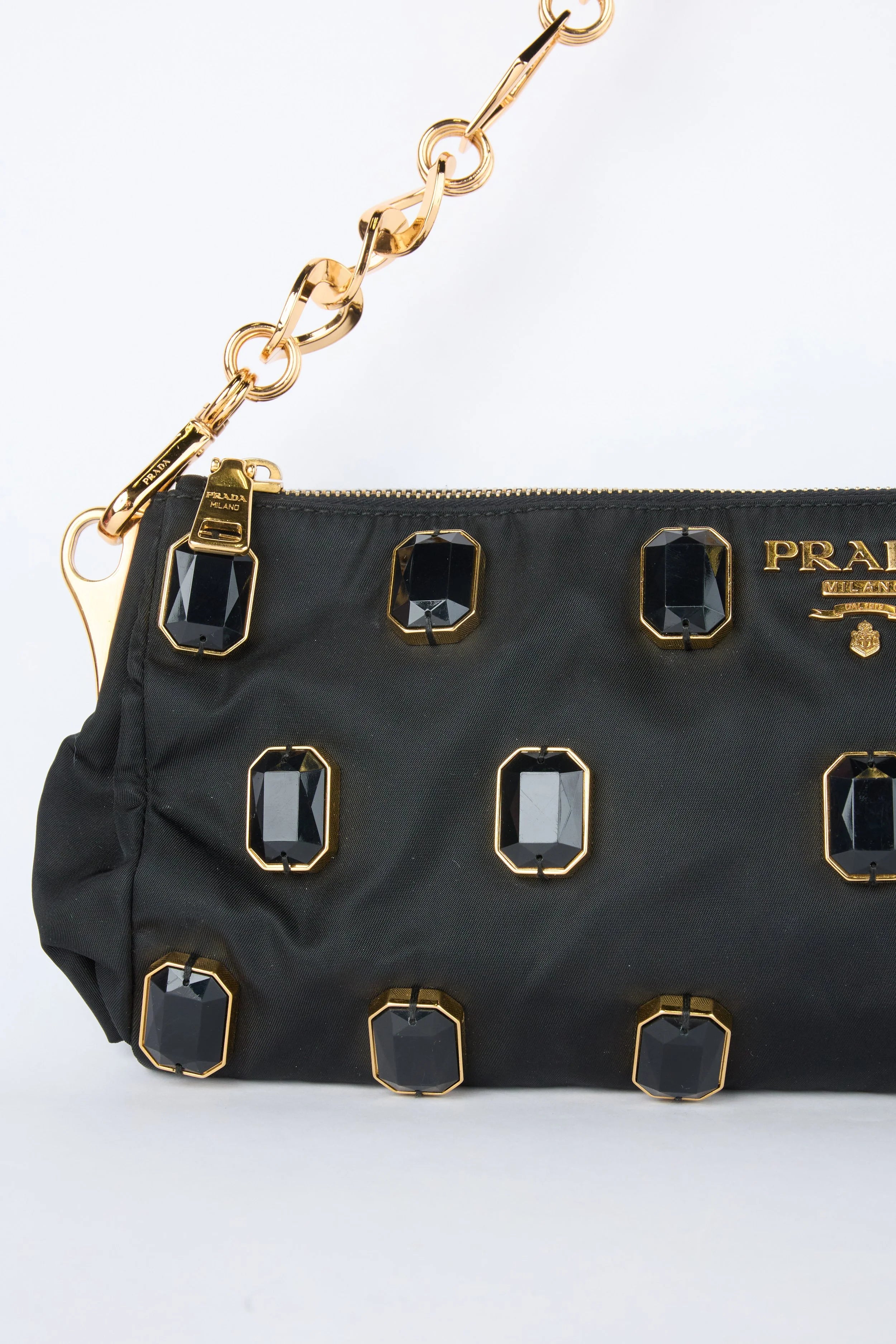 PRADA TESSUTO NYLON PIETRE JEWELED SHOULDER BAG