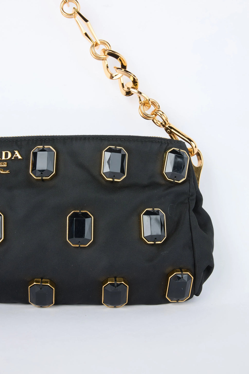 PRADA TESSUTO NYLON PIETRE JEWELED SHOULDER BAG