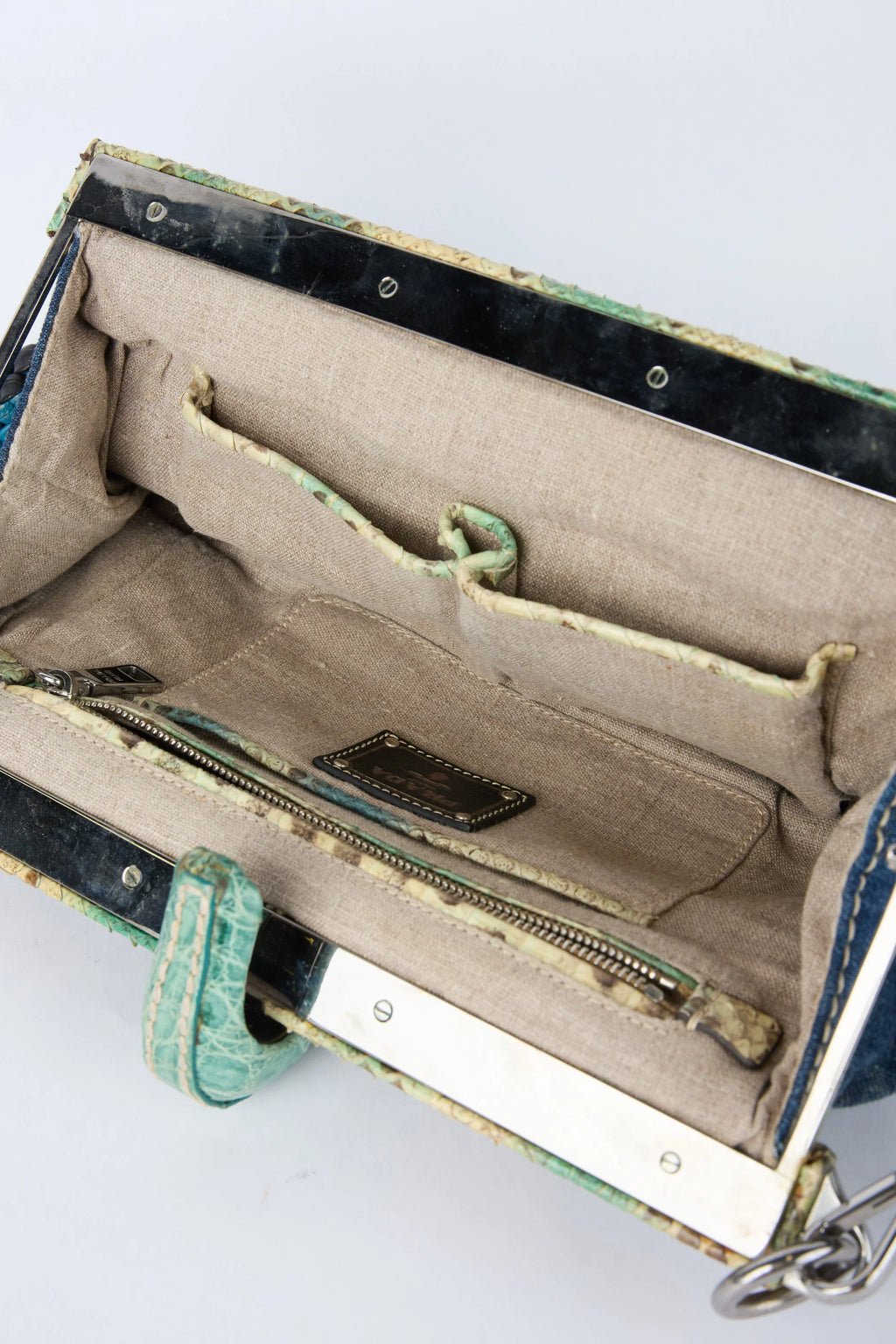 PRADA DENIM KISSLOCK SHOULDER BAG