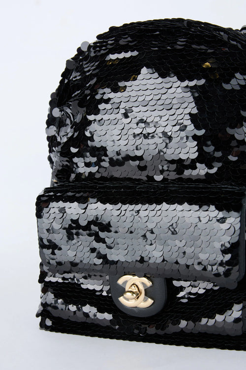 CHANEL BLACK SEQUIN BACKPACK
