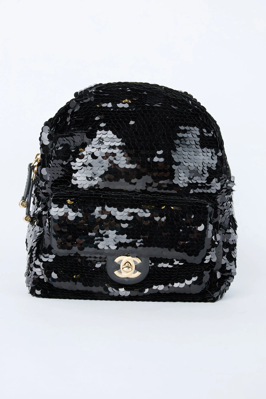 CHANEL BLACK SEQUIN BACKPACK