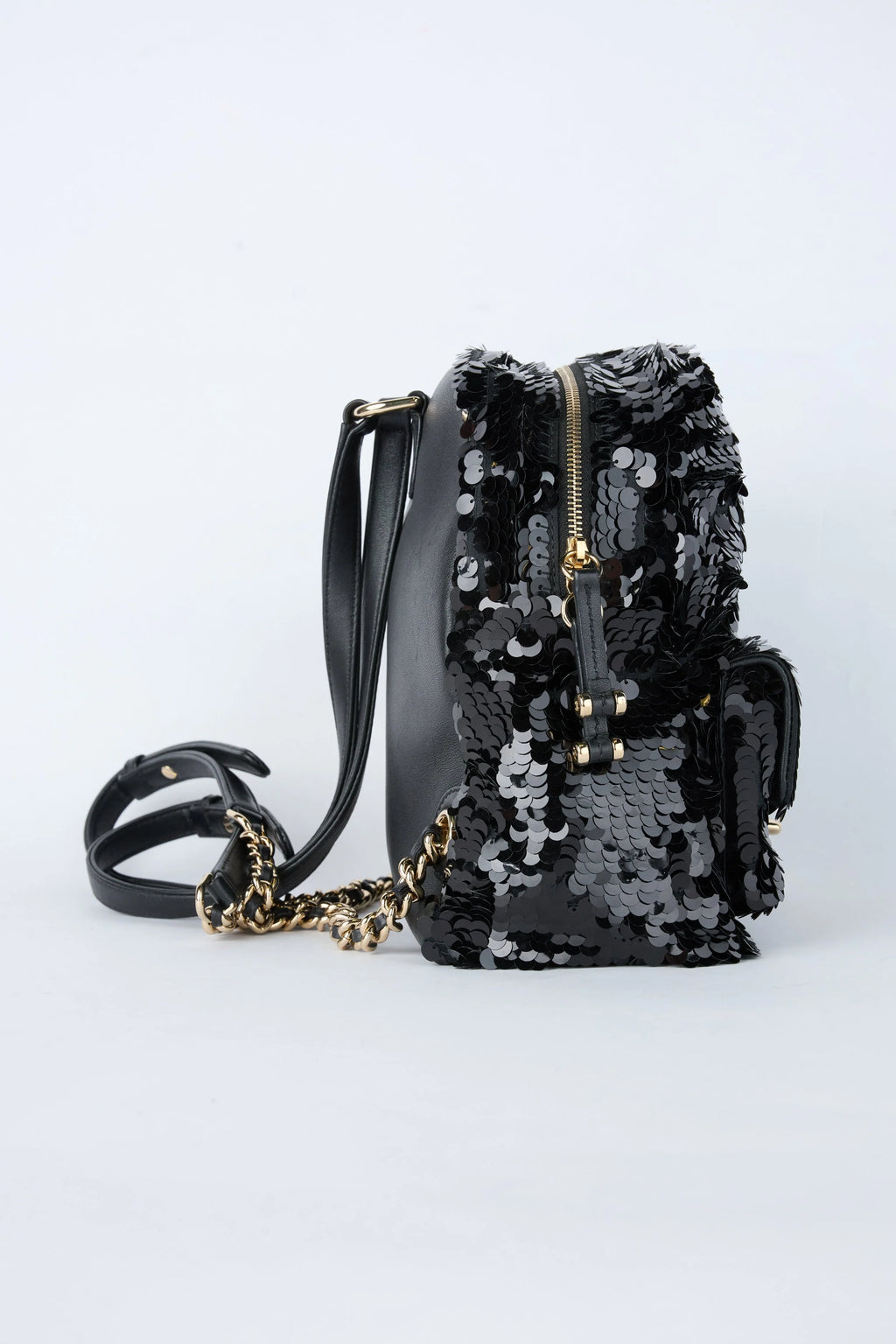 CHANEL BLACK SEQUIN BACKPACK
