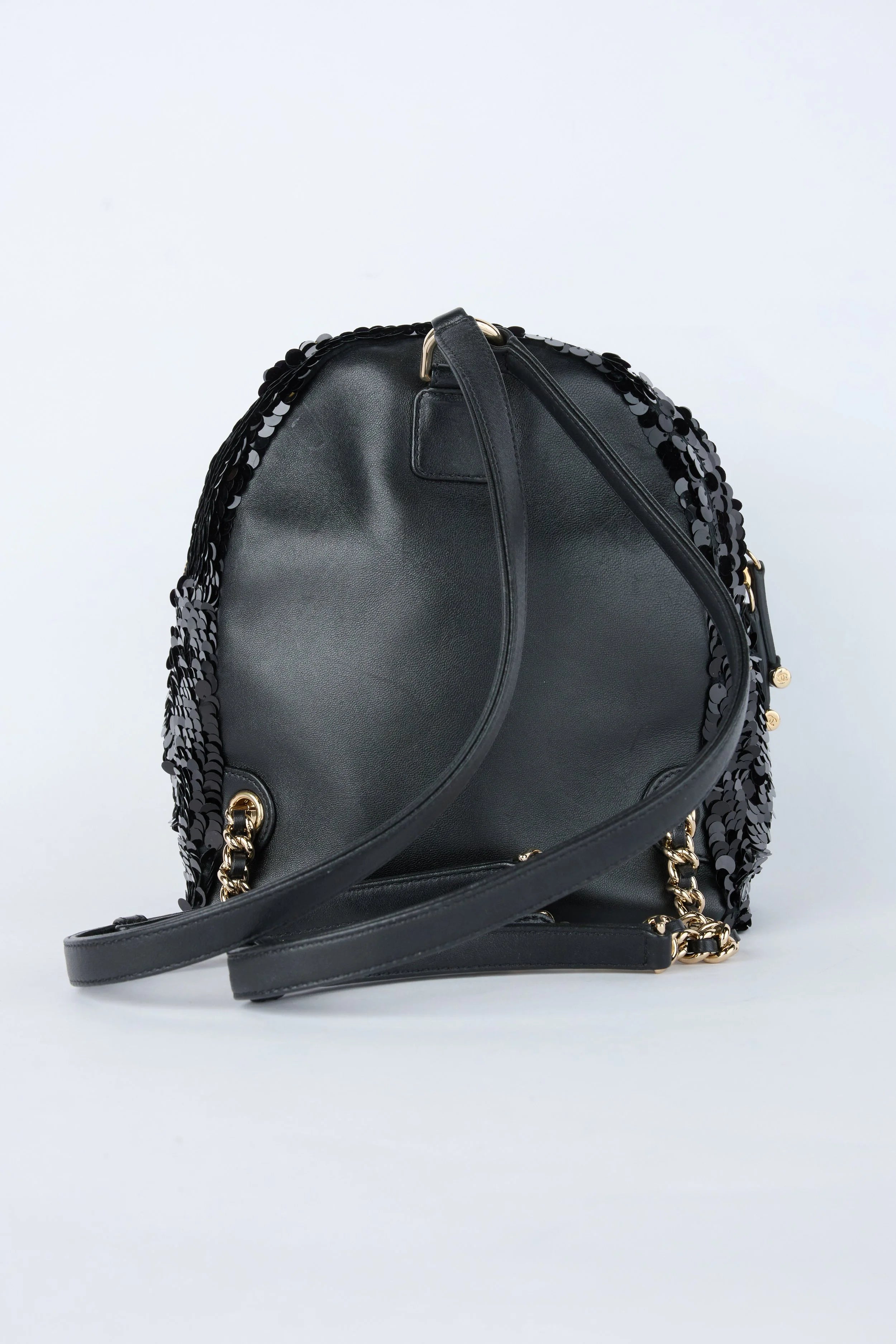 CHANEL BLACK SEQUIN BACKPACK
