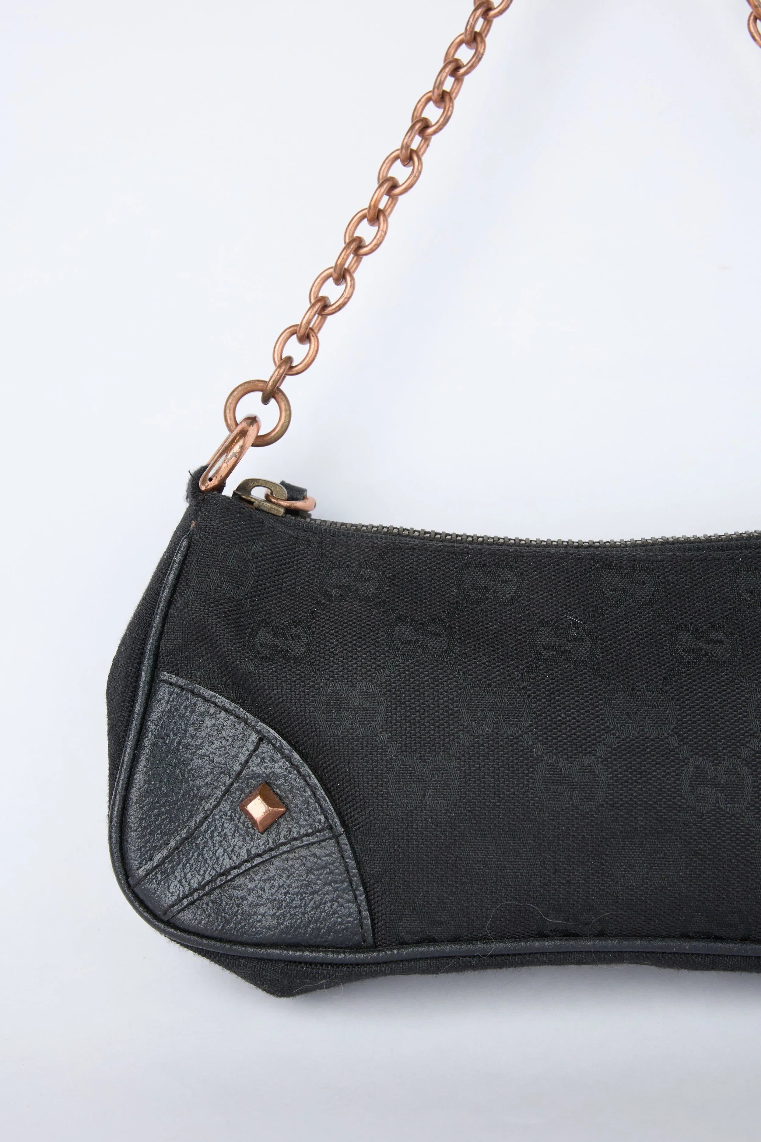 GUCCI BLACK GG NAILHEAD MINI CHAIN POCHETTE