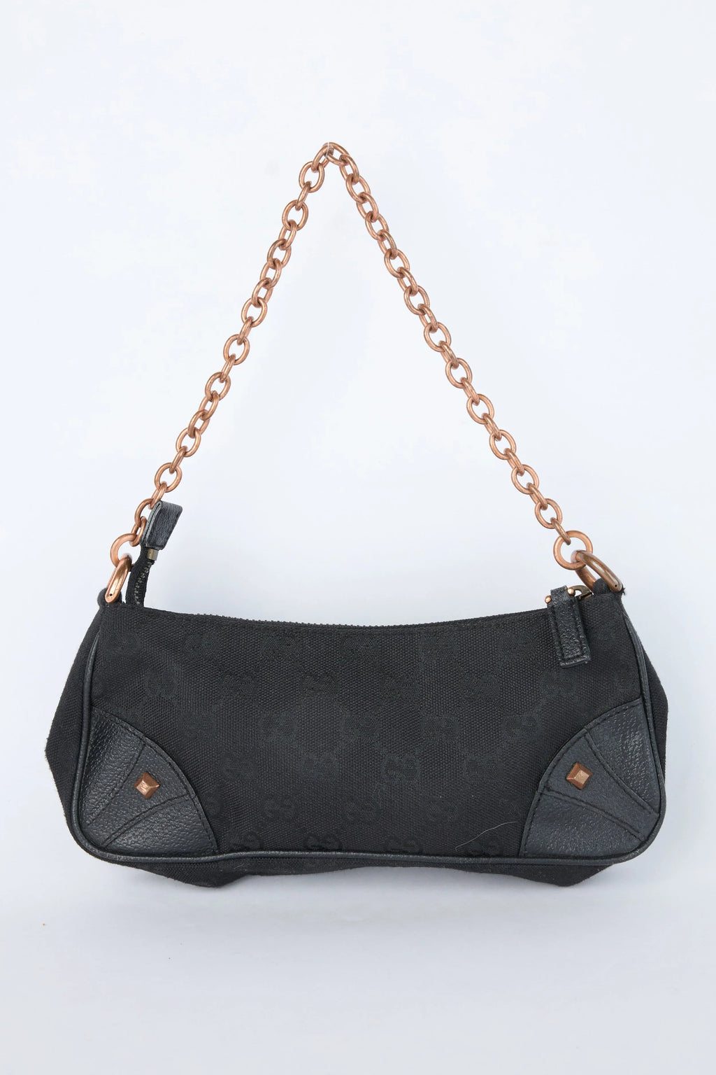 GUCCI BLACK GG NAILHEAD MINI CHAIN POCHETTE
