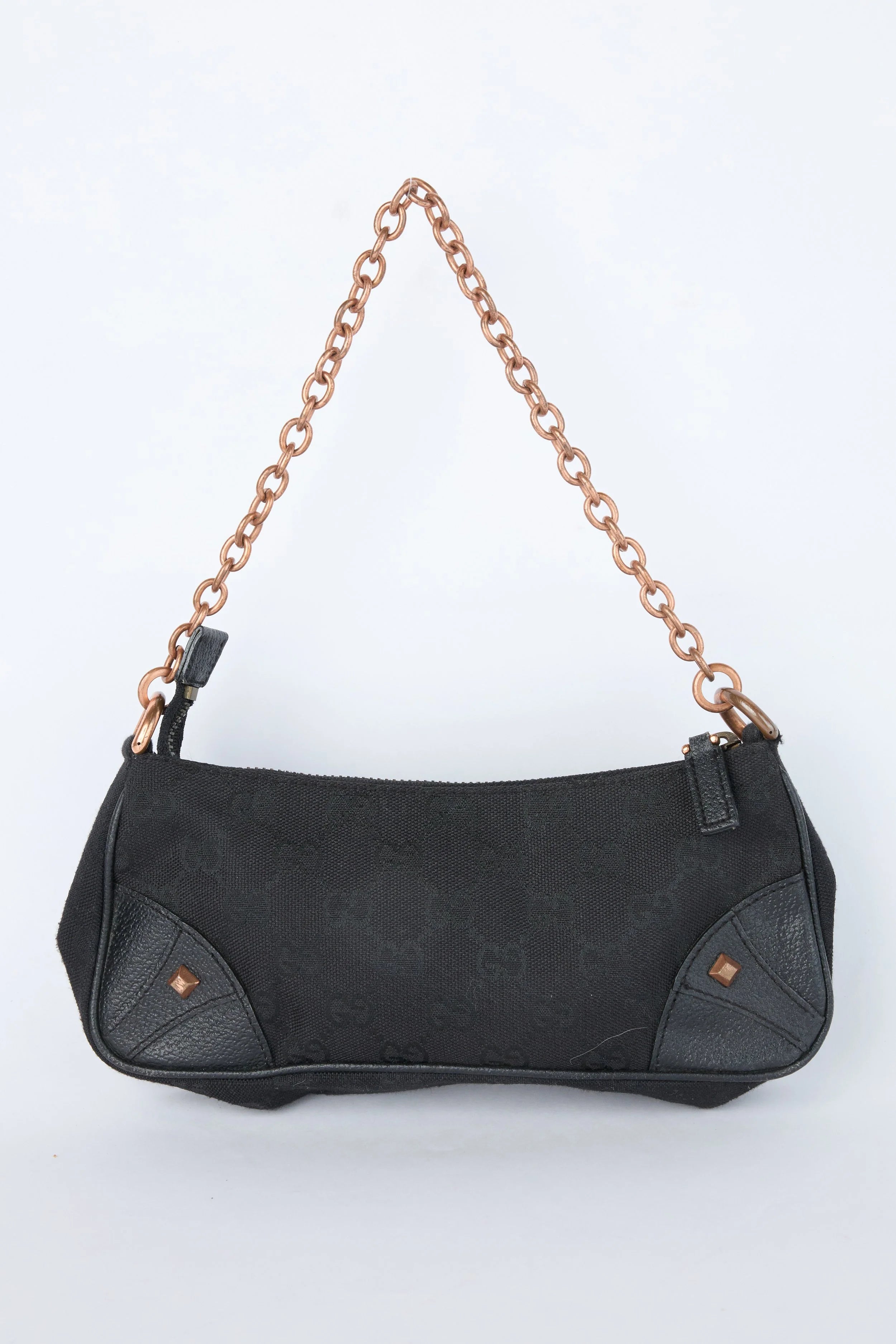 GUCCI BLACK GG NAILHEAD MINI CHAIN POCHETTE