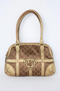 GUCCI REINS GOLD AND BROWN SHOULDER BAG