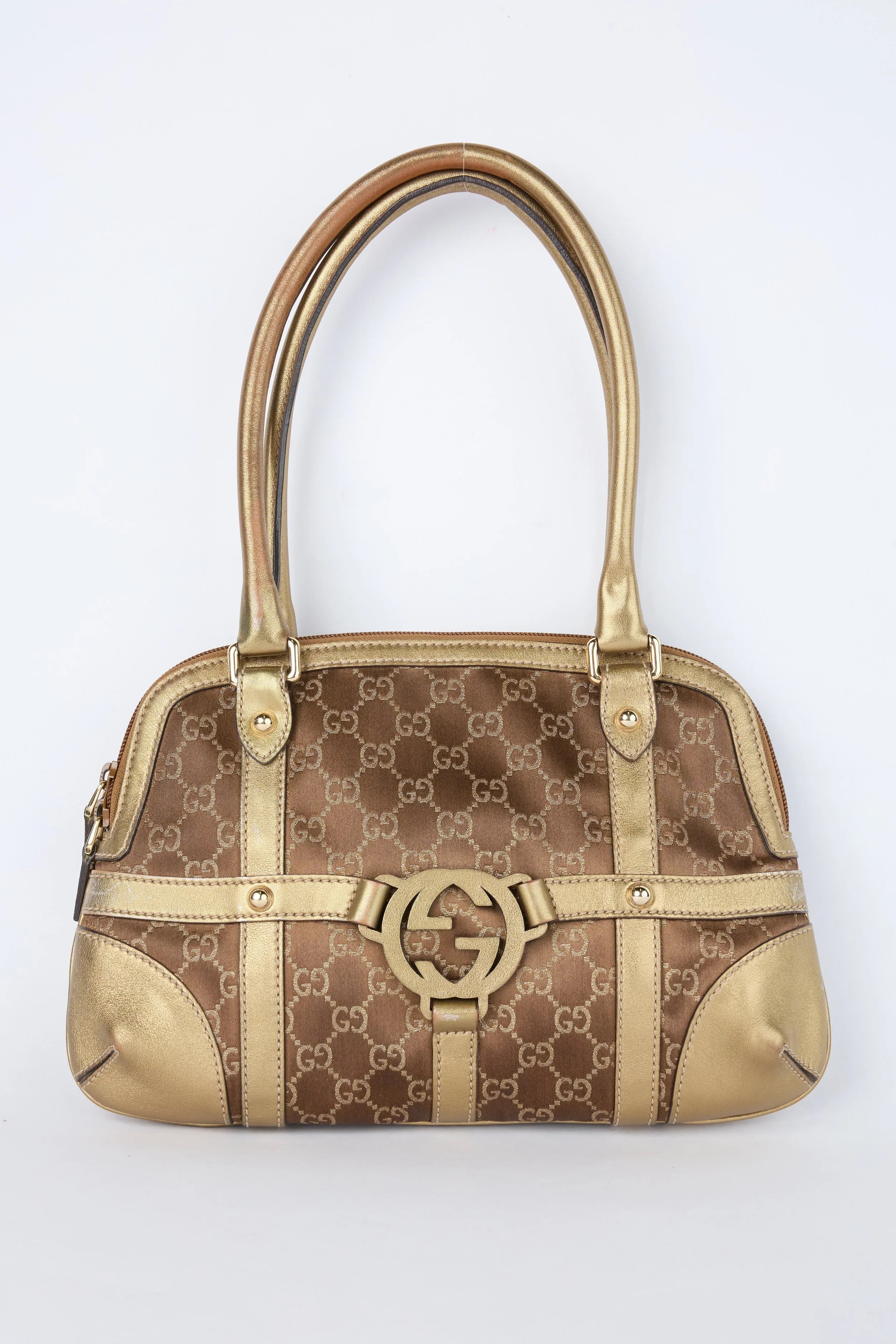 GUCCI REINS GOLD AND BROWN SHOULDER BAG