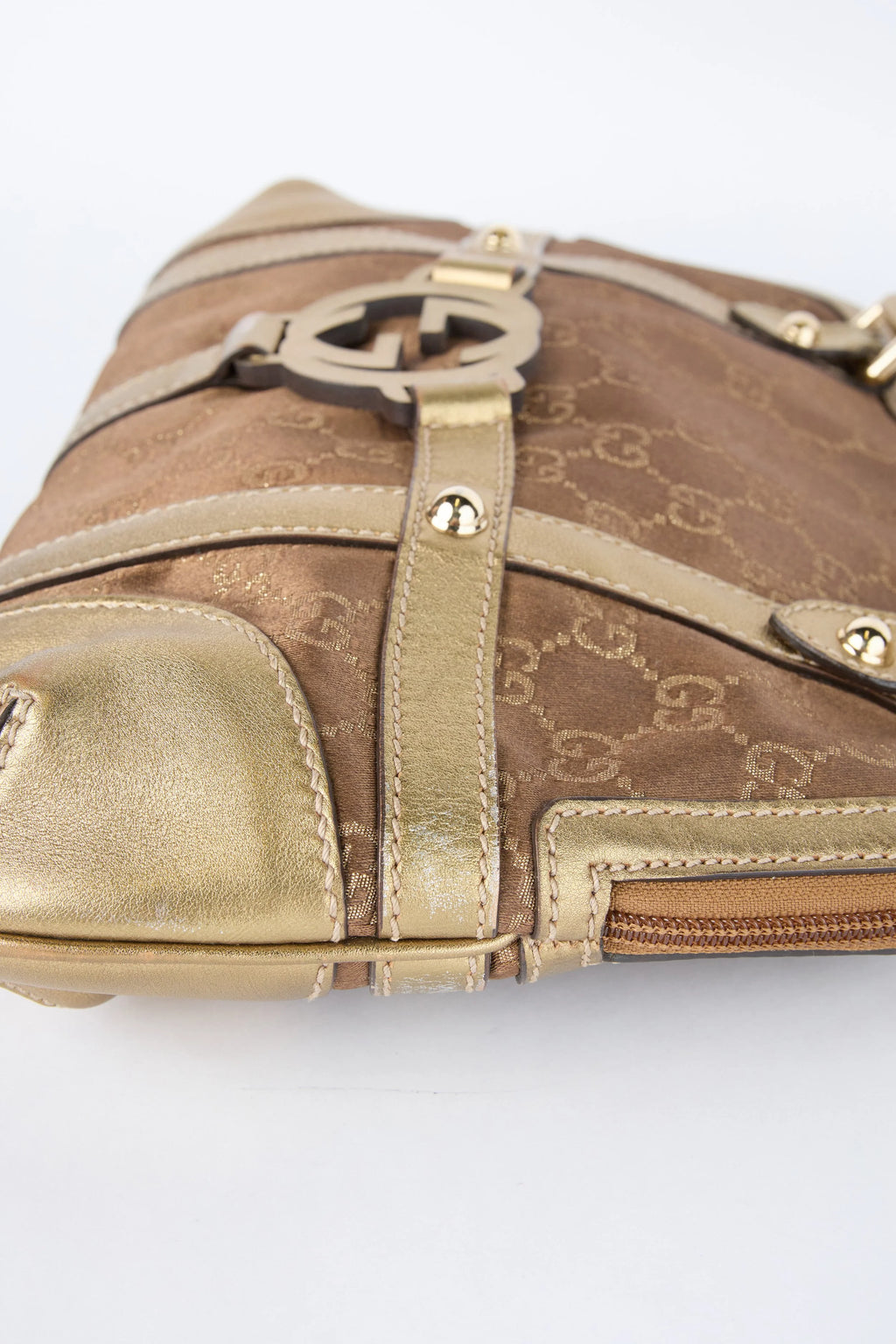 GUCCI REINS GOLD AND BROWN SHOULDER BAG