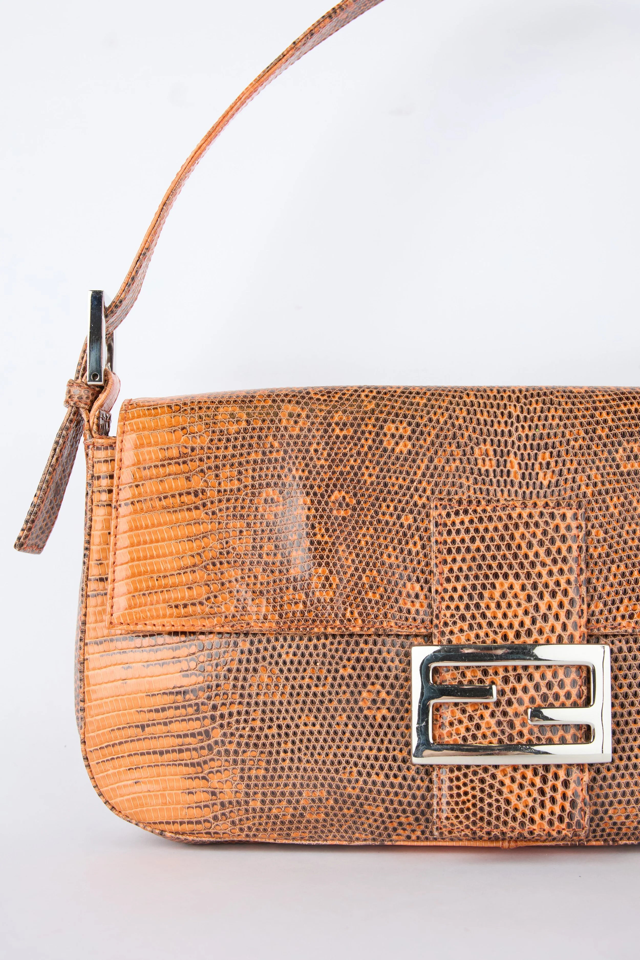 FENDI ORANGE OMBRE LIZARD BAGUETTE