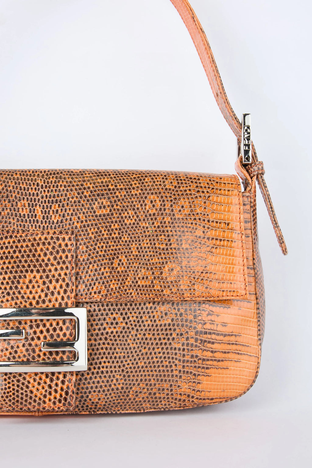 FENDI ORANGE OMBRE LIZARD BAGUETTE