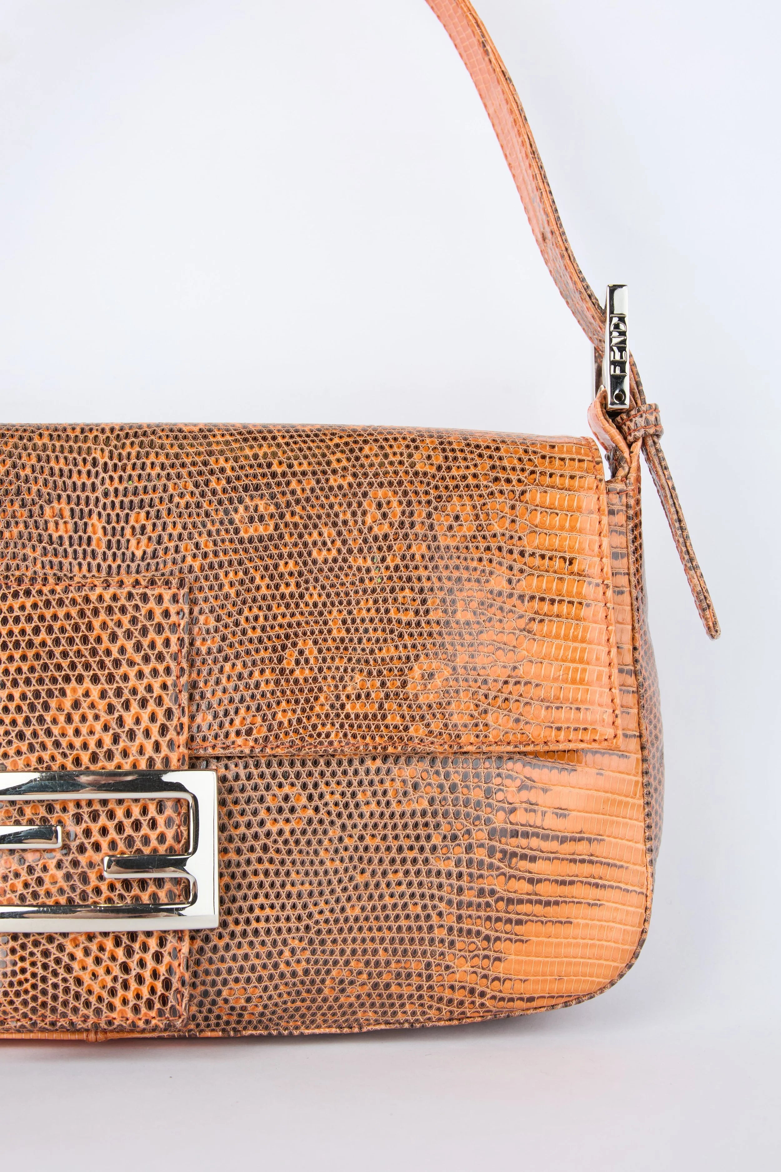 FENDI ORANGE OMBRE LIZARD BAGUETTE