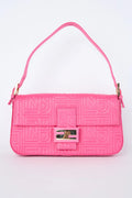 FENDI PINK EMBOSSED LOGO BAGUETTE