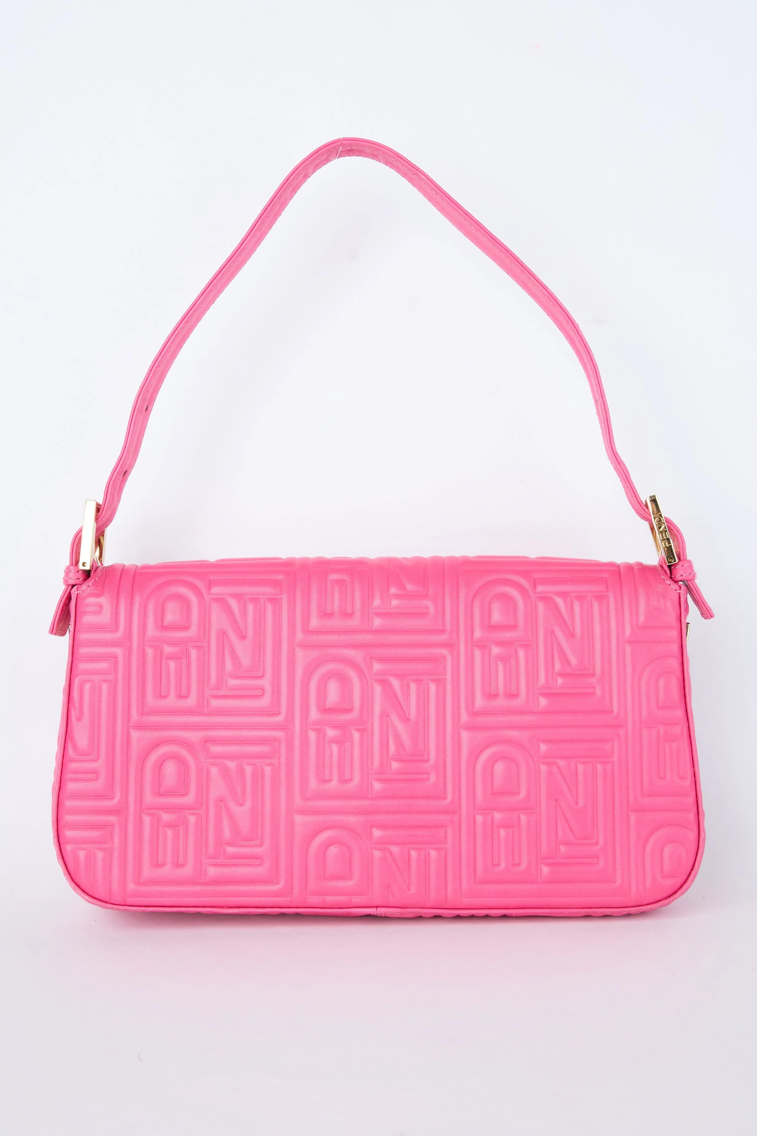 FENDI PINK EMBOSSED LOGO BAGUETTE