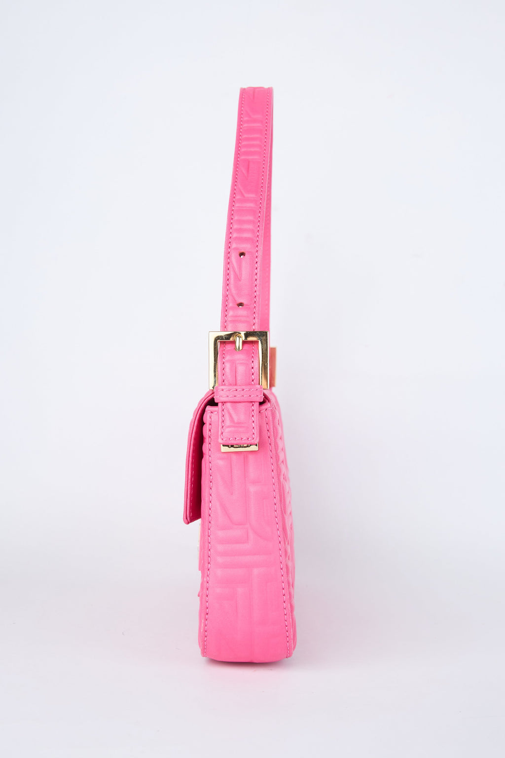 FENDI PINK EMBOSSED LOGO BAGUETTE