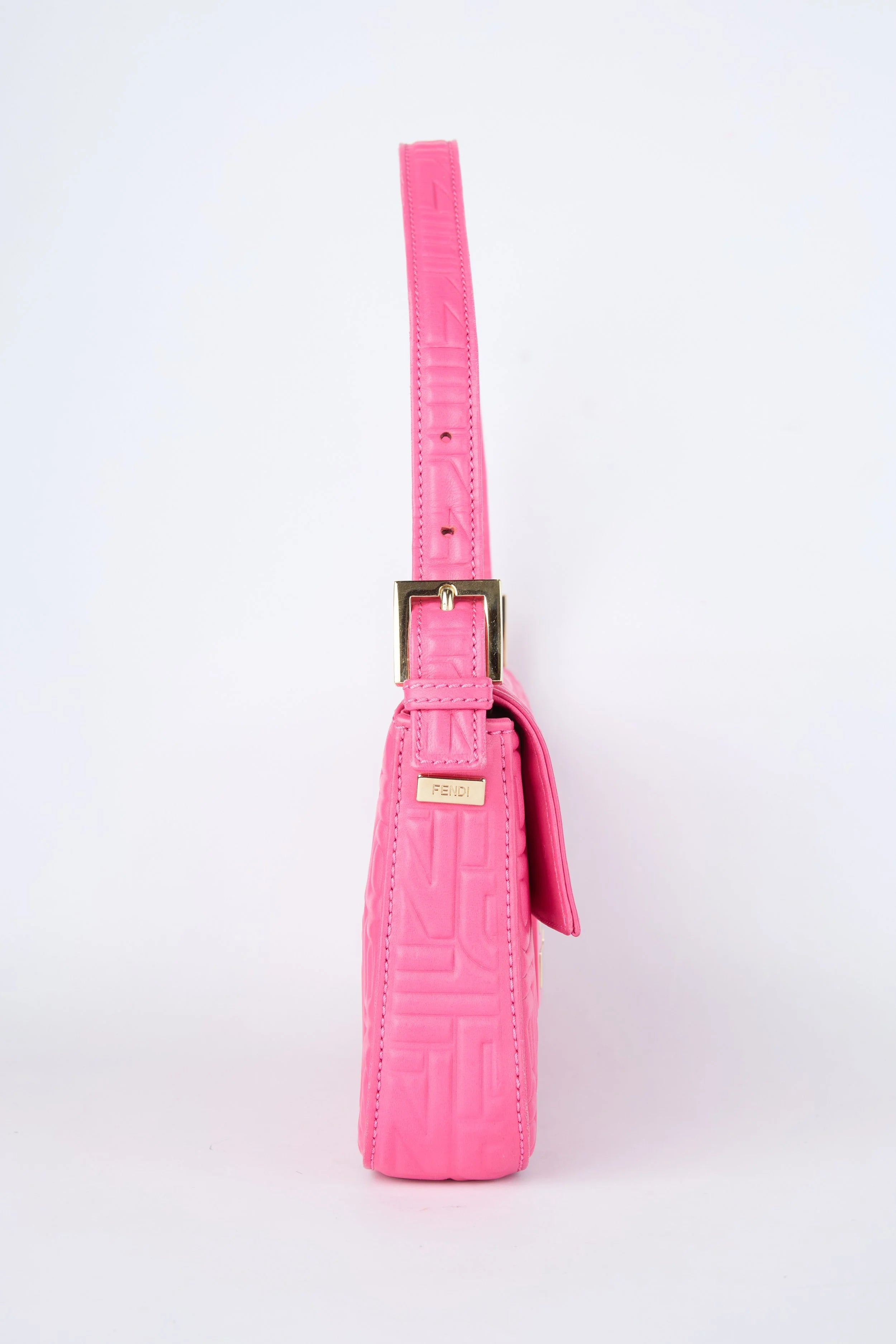 FENDI PINK EMBOSSED LOGO BAGUETTE