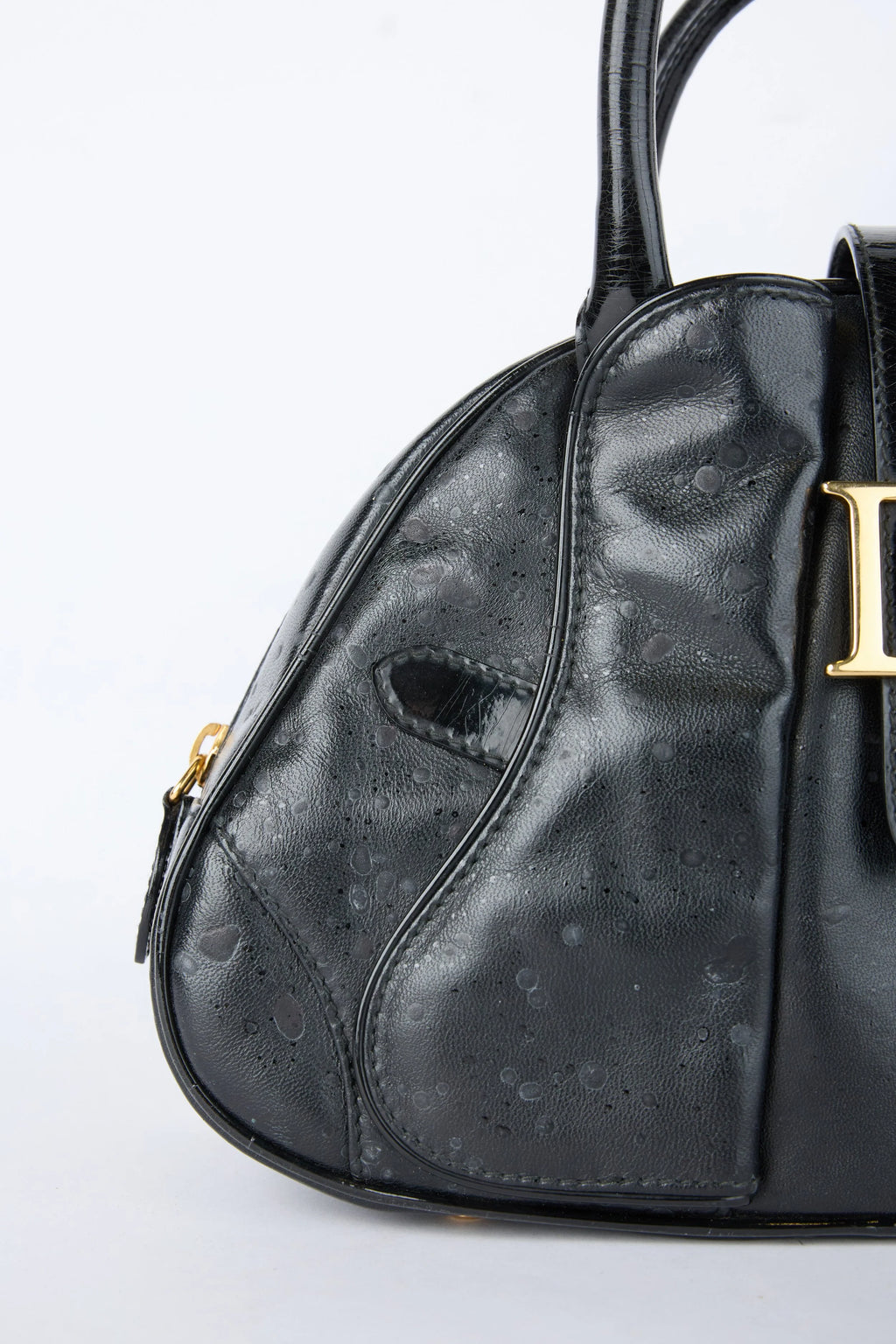 DIOR SPLATTERED BLACK DOUBLE SADDLE BOWLER