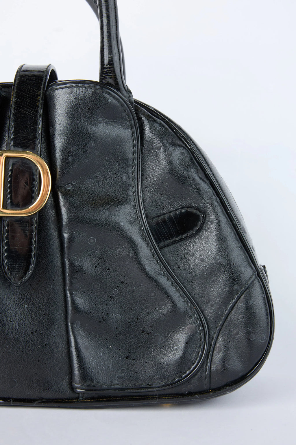 DIOR SPLATTERED BLACK DOUBLE SADDLE BOWLER