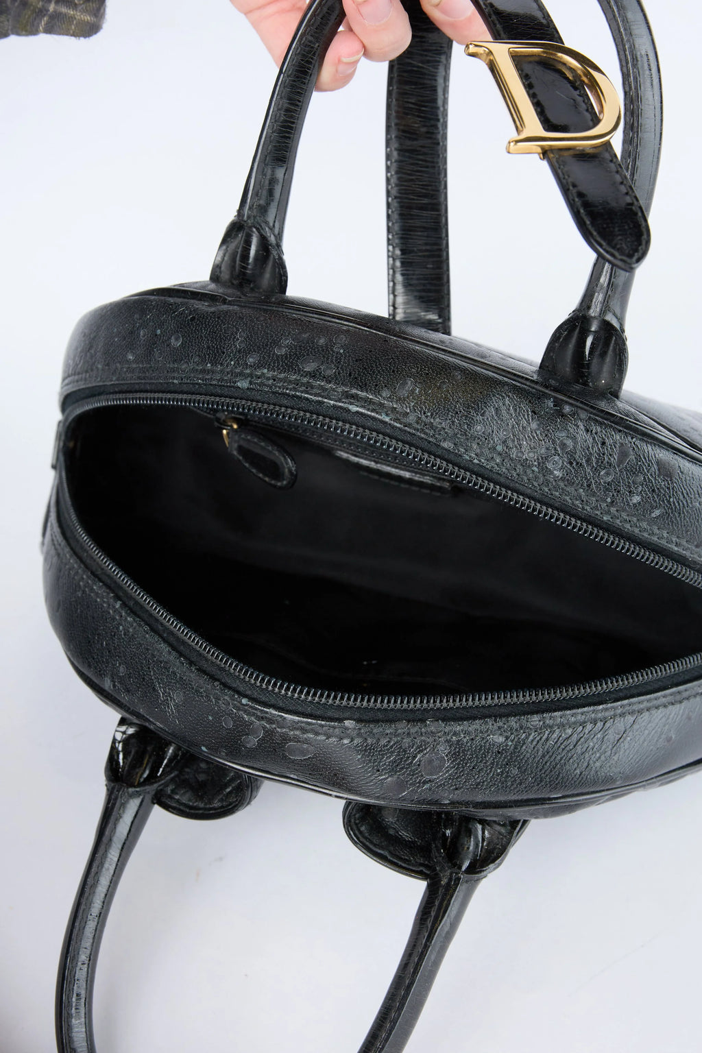 DIOR SPLATTERED BLACK DOUBLE SADDLE BOWLER