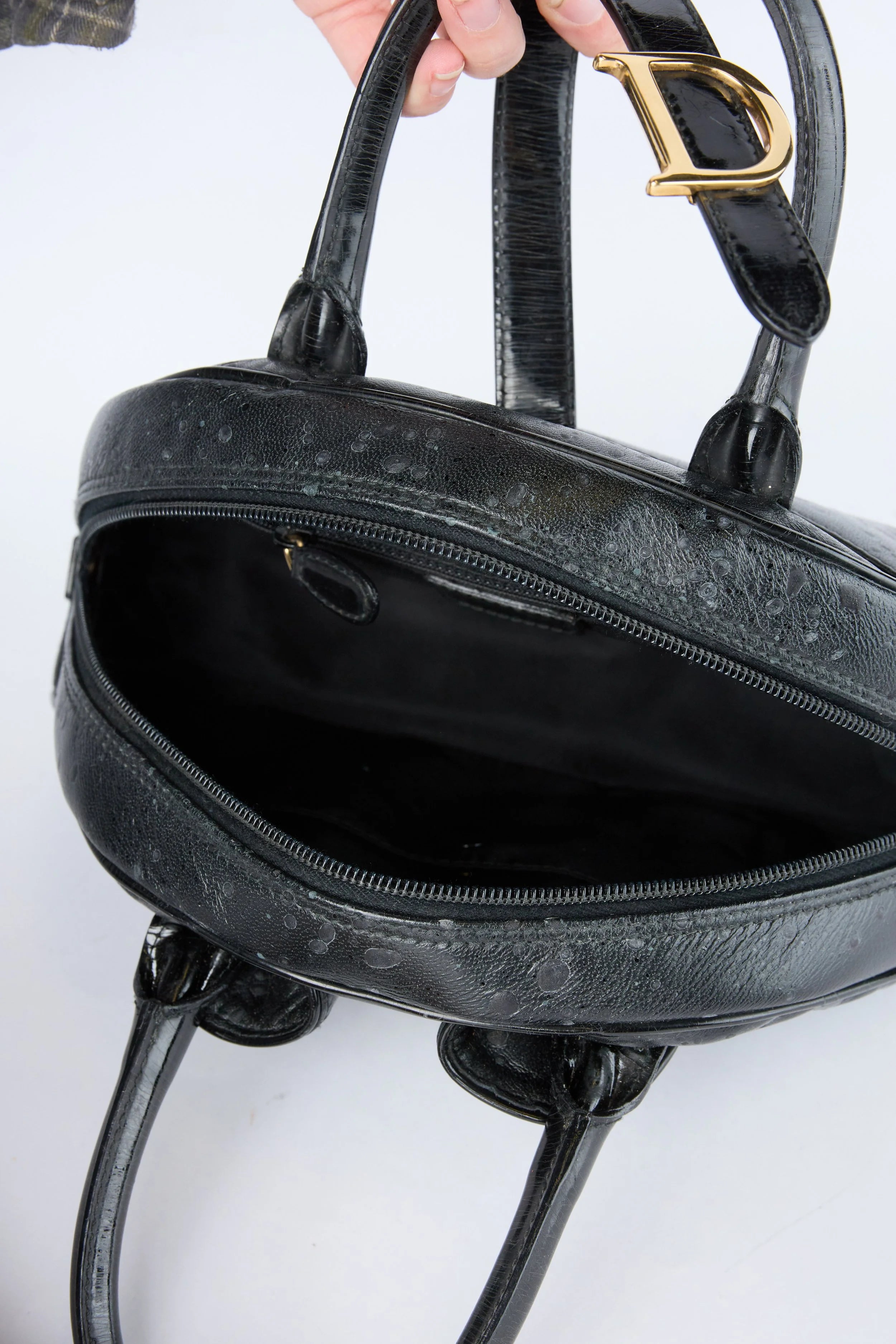 DIOR SPLATTERED BLACK DOUBLE SADDLE BOWLER