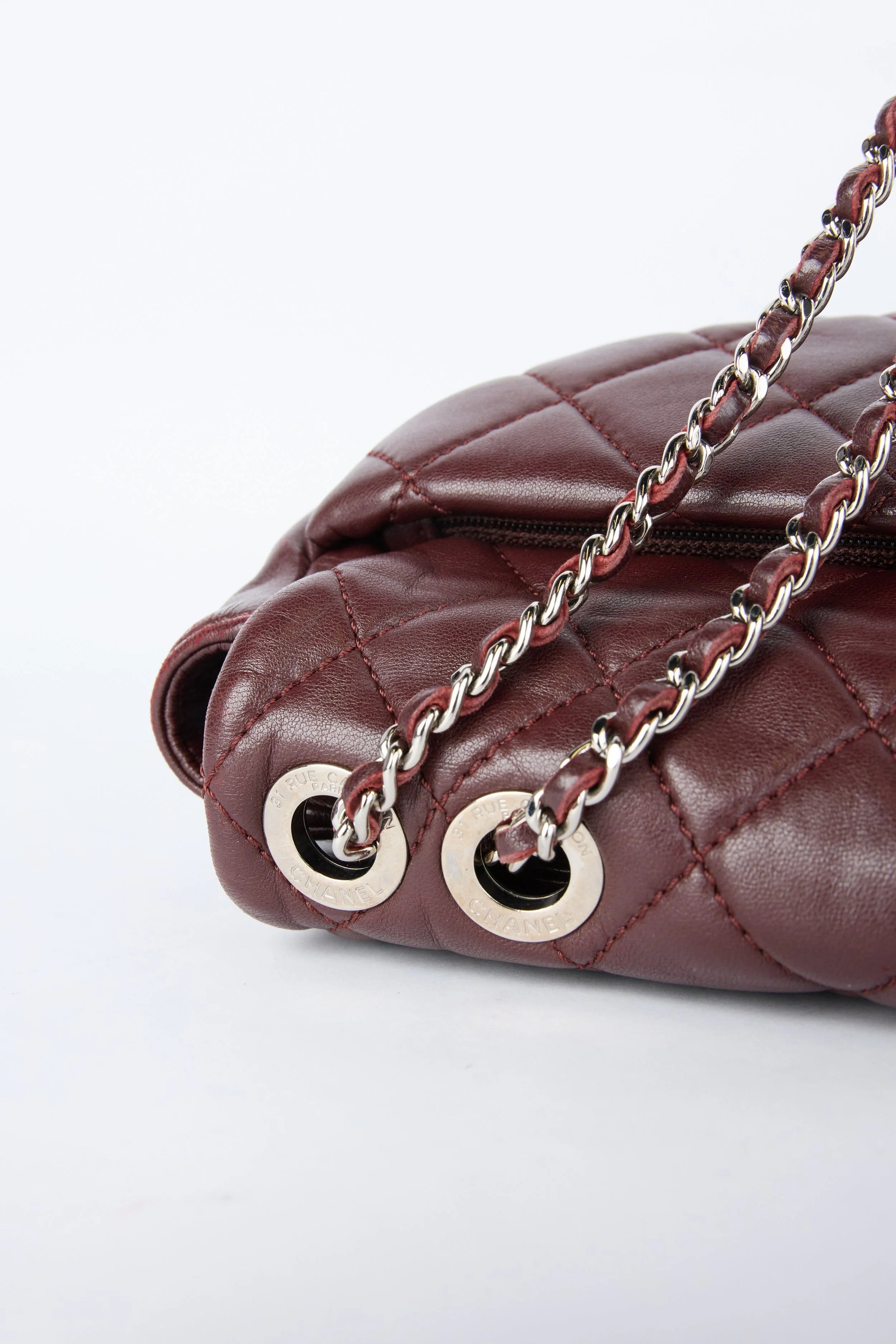 CHANEL "COCO RAIN" BURGUNDY QUILTED FLAP