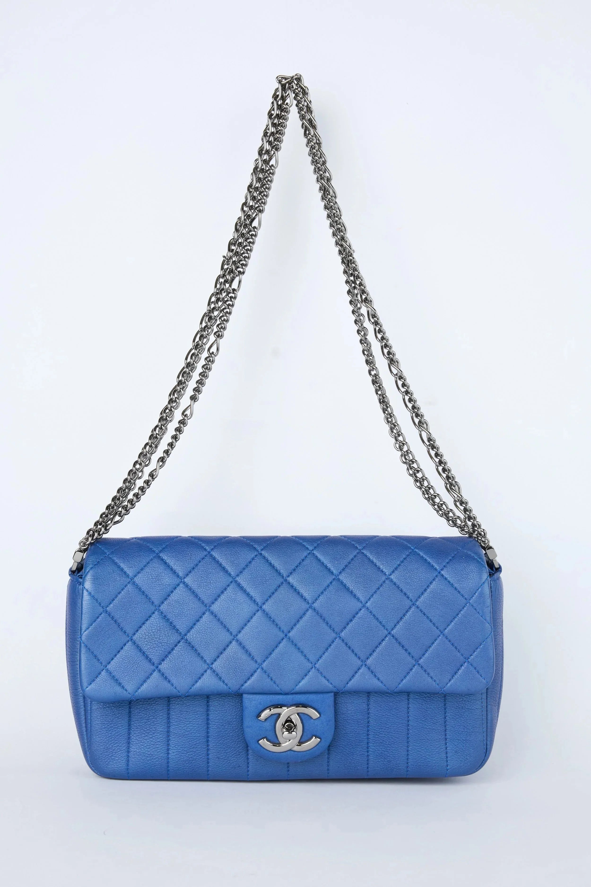 CHANEL BLUE MULTI CHAIN FLAP