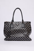 PRADA CITY CALF GROMMET DOUBLE ZIP TOTE