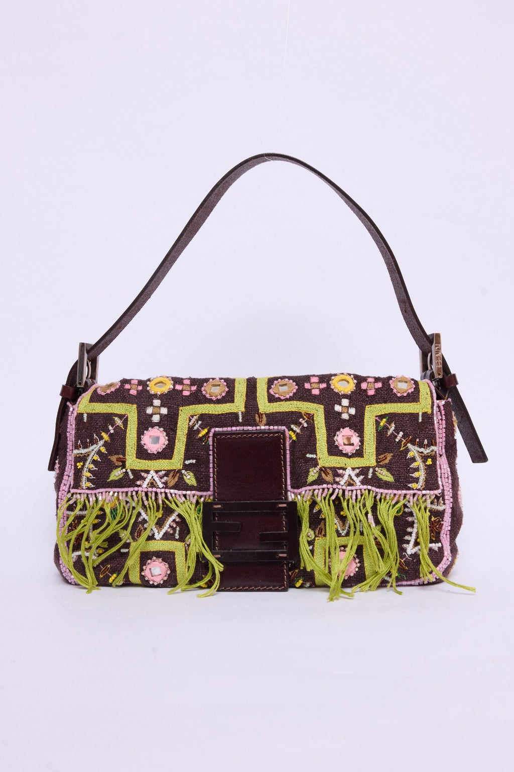 FENDI FRINGE EMBELLISHED BAGUETTE