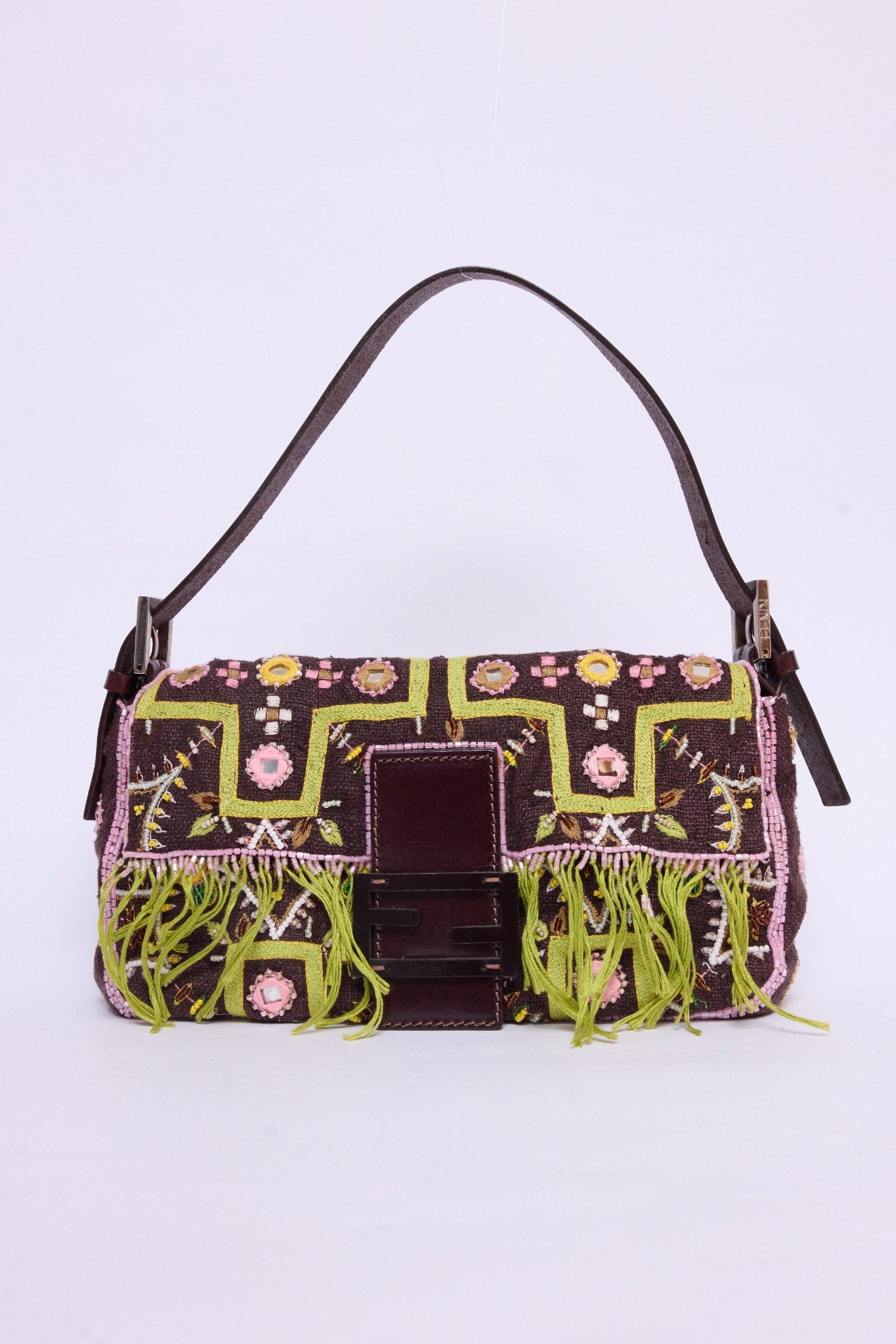 FENDI FRINGE EMBELLISHED BAGUETTE