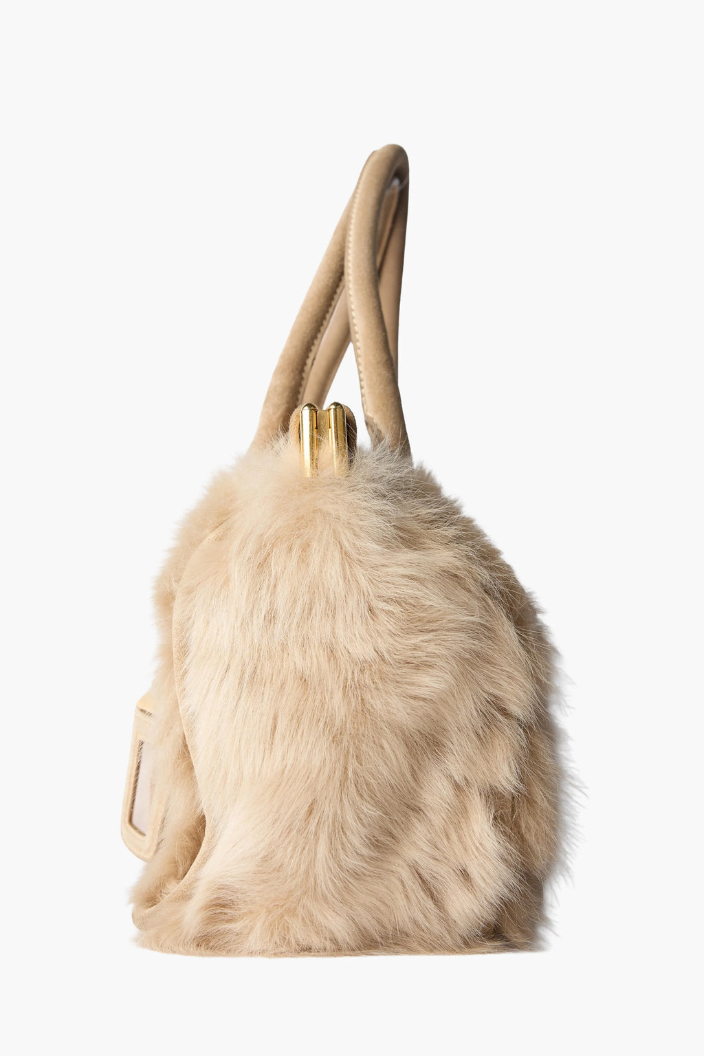 Prada Fur Beige Top Handle Bag