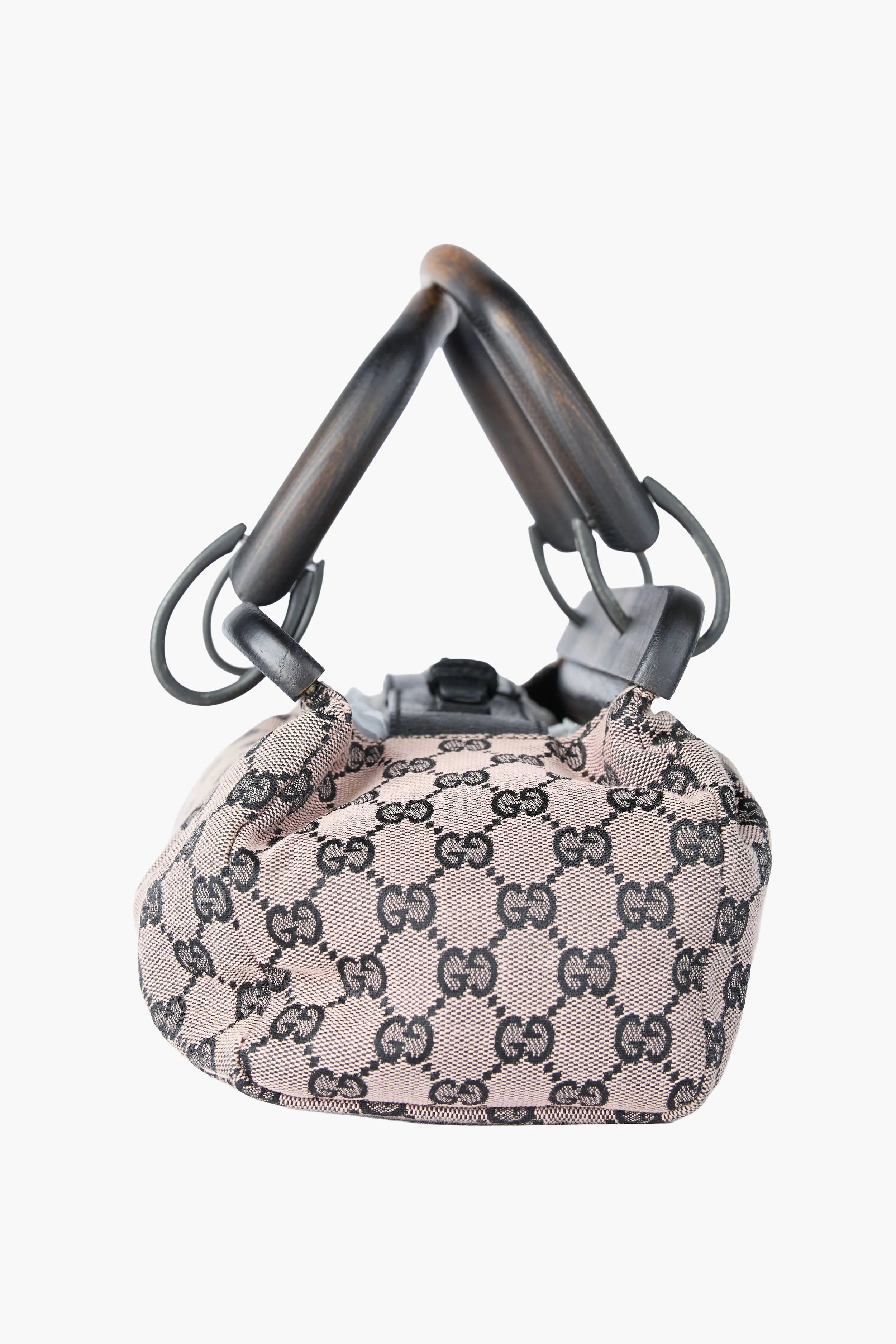 Gucci Beige & Black Wooden Handle Bag