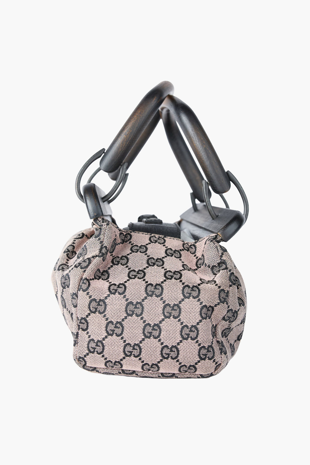 Gucci Beige & Black Wooden Handle Bag